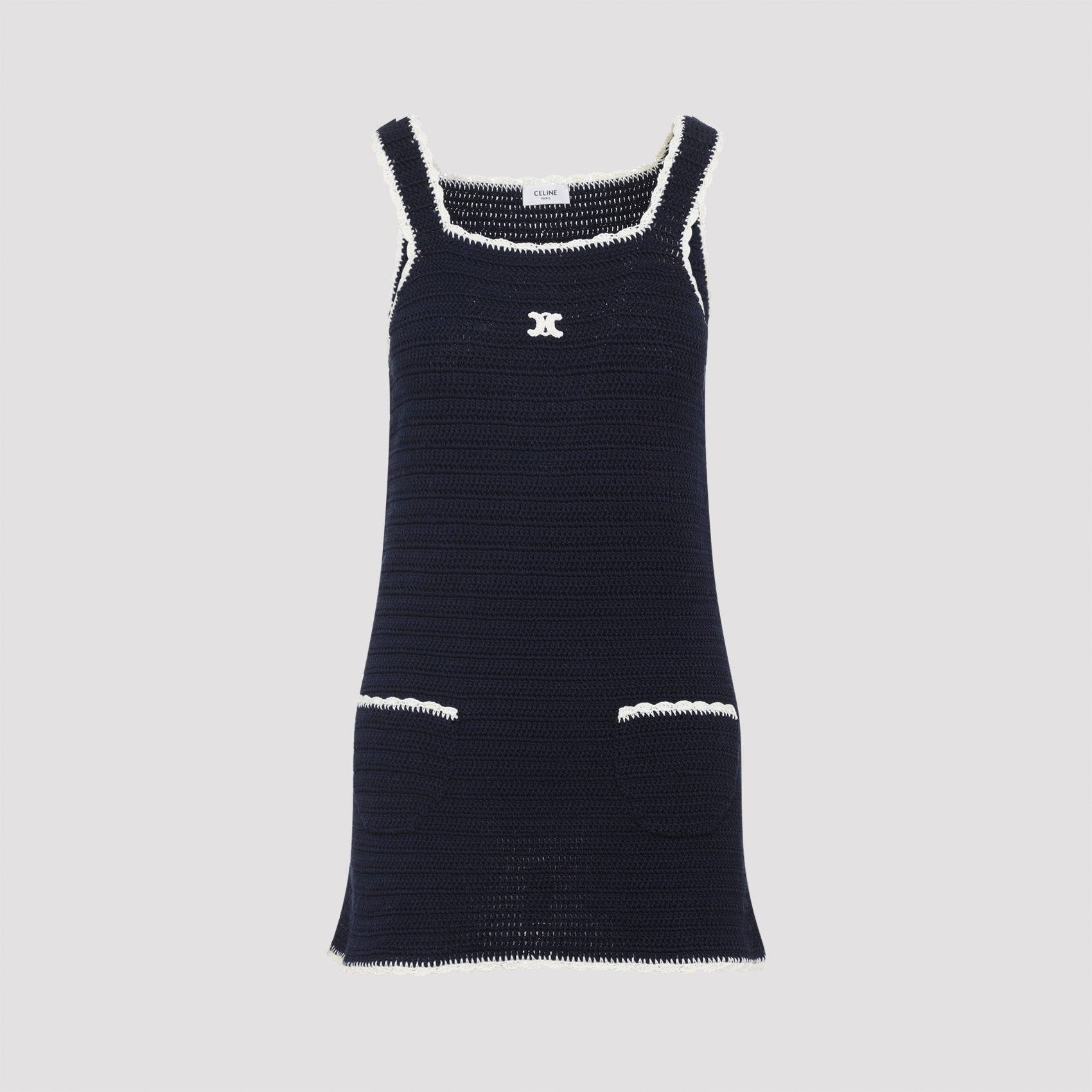 CELINE Triomphe Cotton Mini Dress