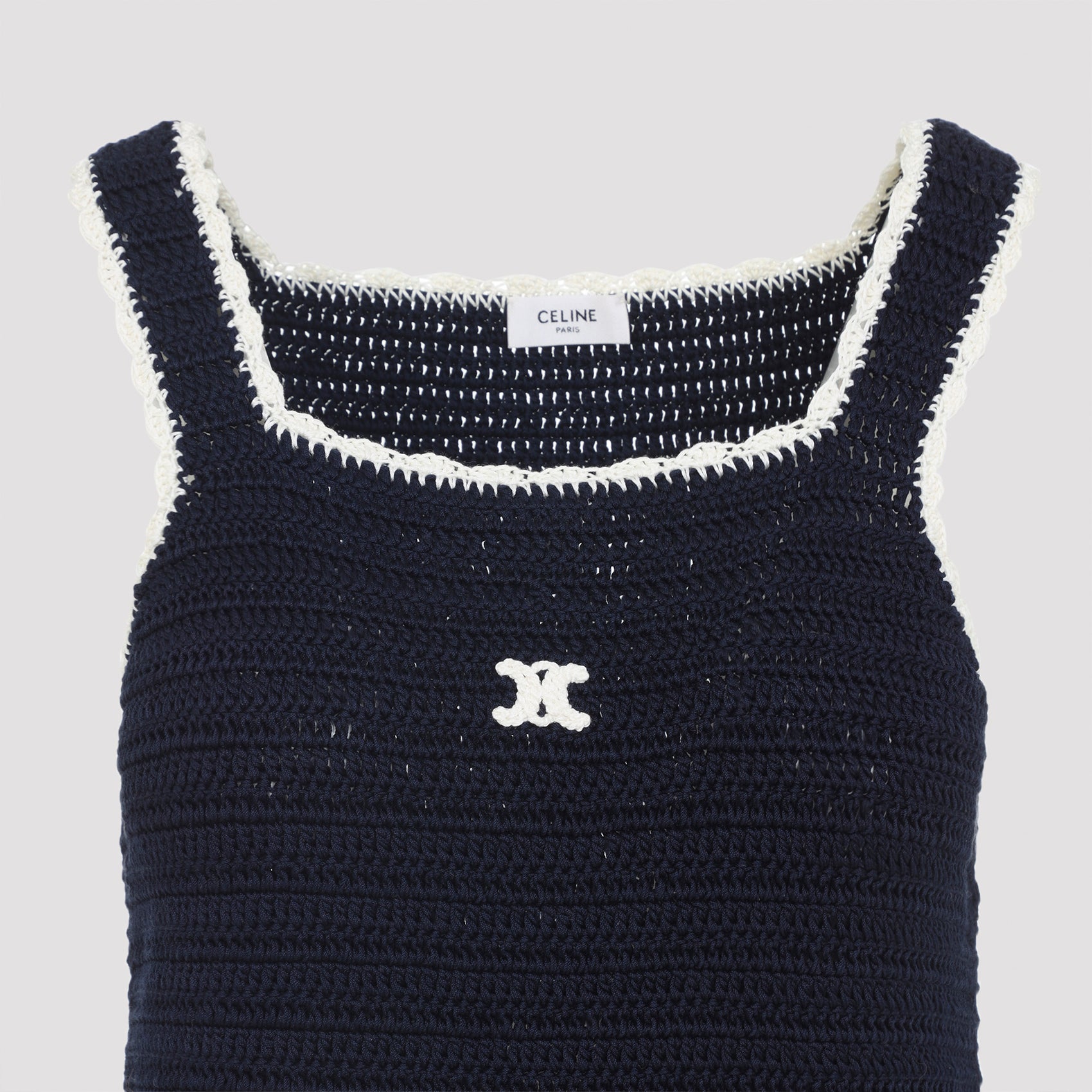 CELINE Triomphe Cotton Mini Dress