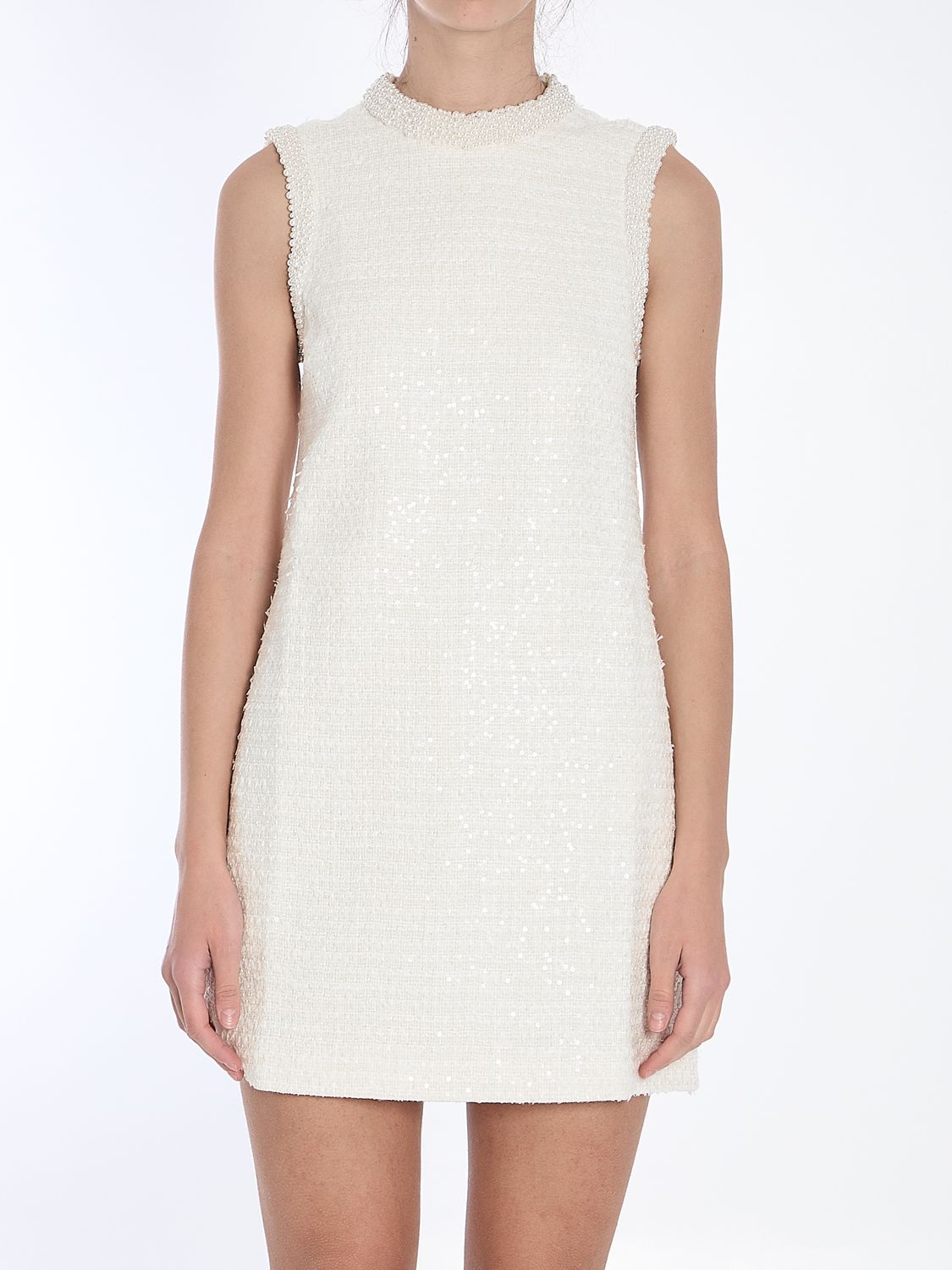 SELF-PORTRAIT Chic Boucle Loop Mini Dress with Pearls - Size 6