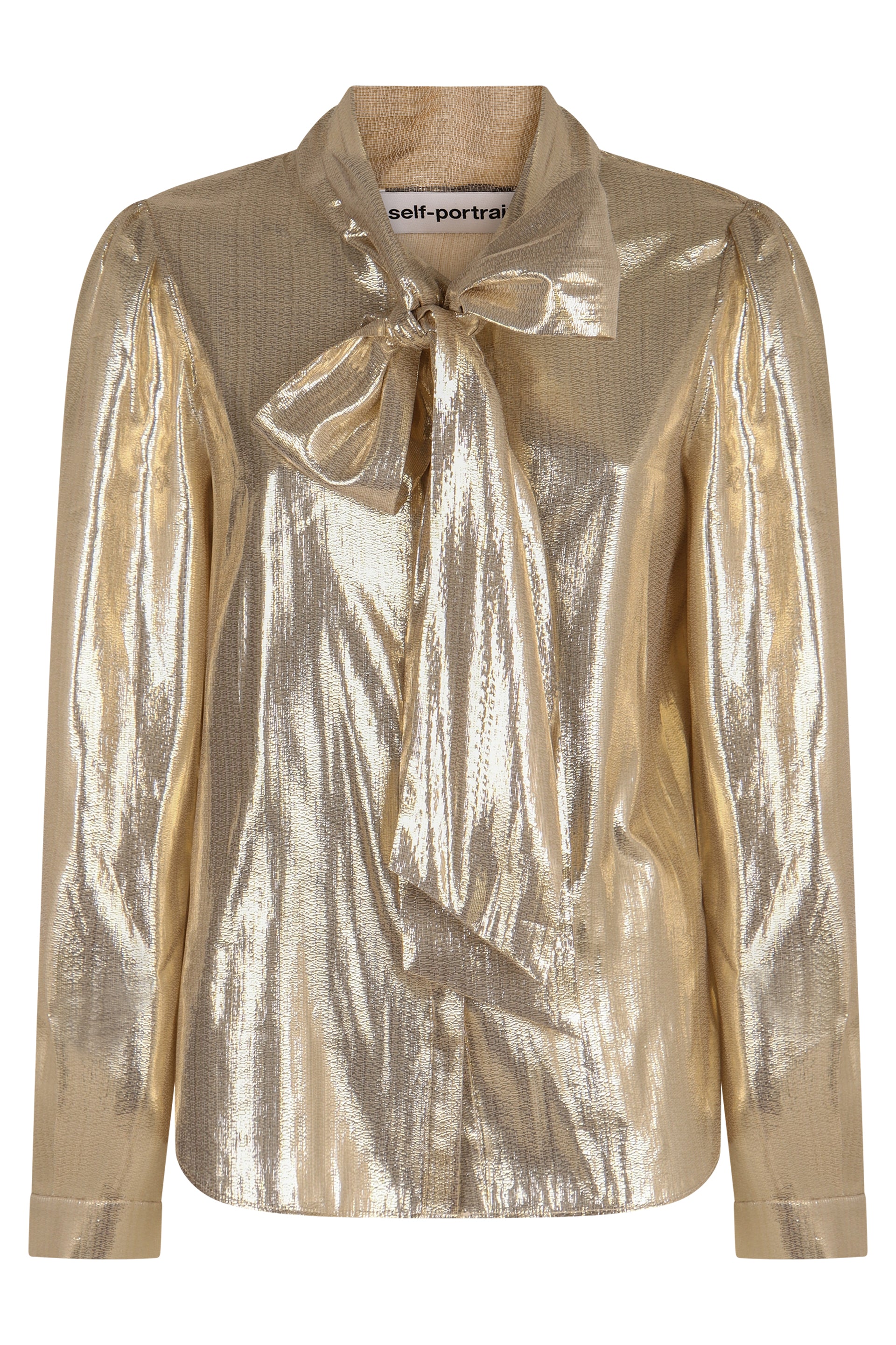 SELF-PORTRAIT Luxe Lamé Top with Bow Detail