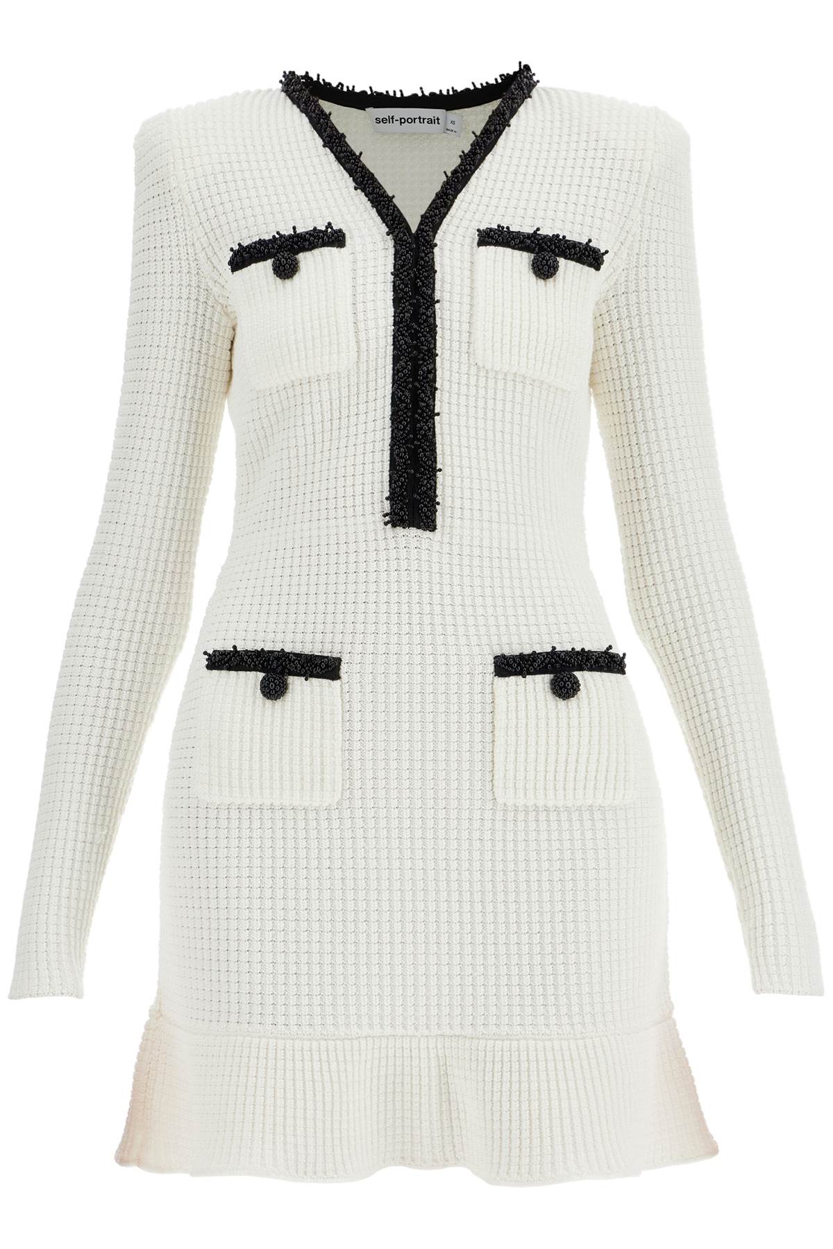 SELF-PORTRAIT Beaded Knit Mini Dress - Size S