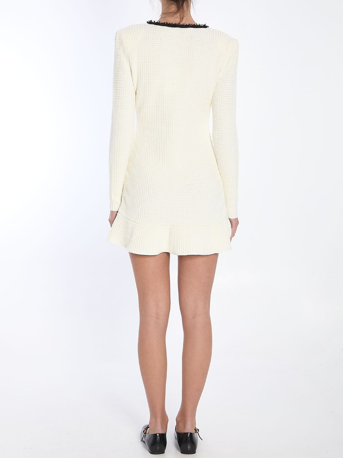 SELF-PORTRAIT Elegant Knit Mini Dress with Pearl Accents - Regular Fit