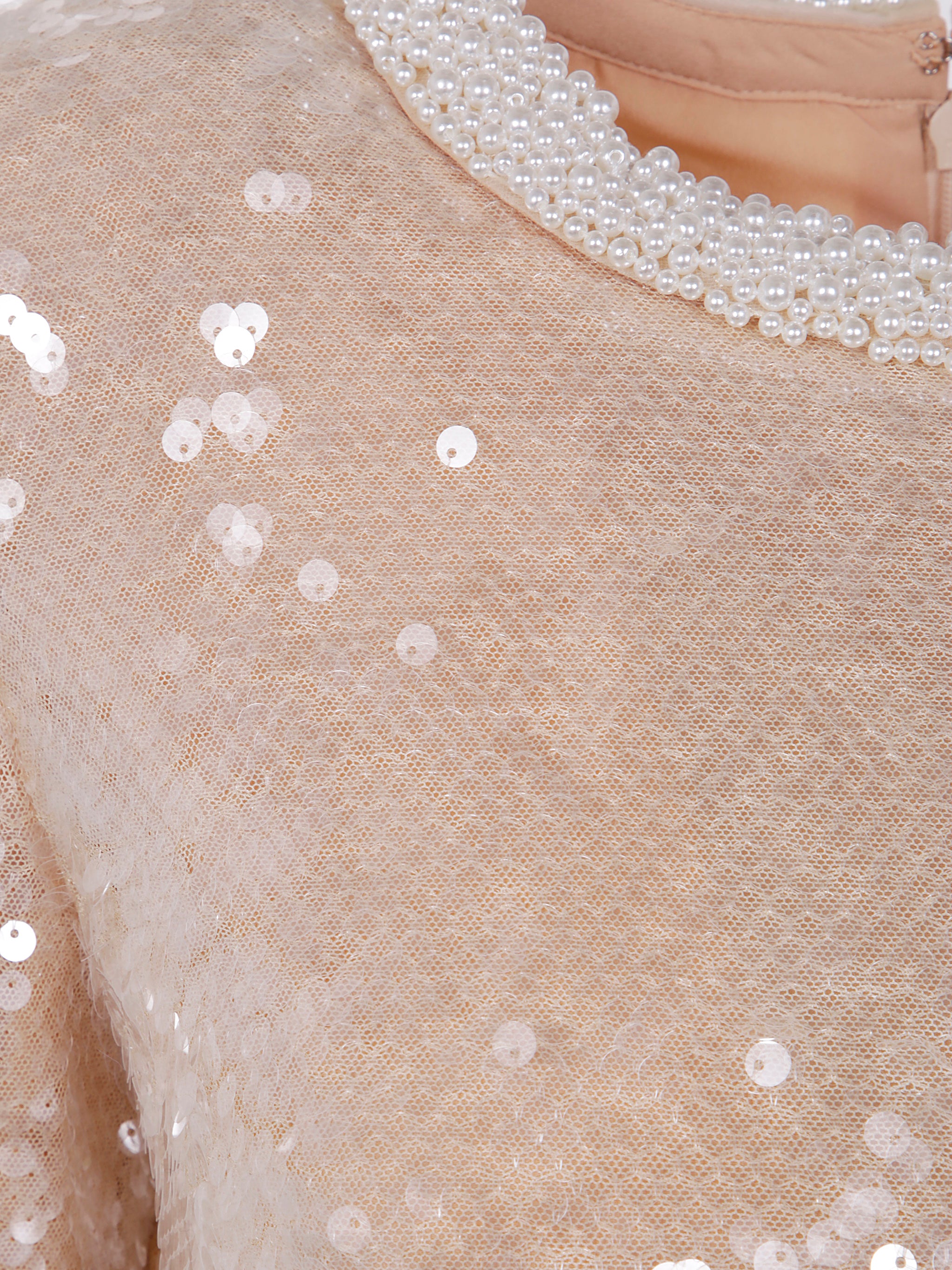 SELF-PORTRAIT Pearl Trim Sequin Mini Dress