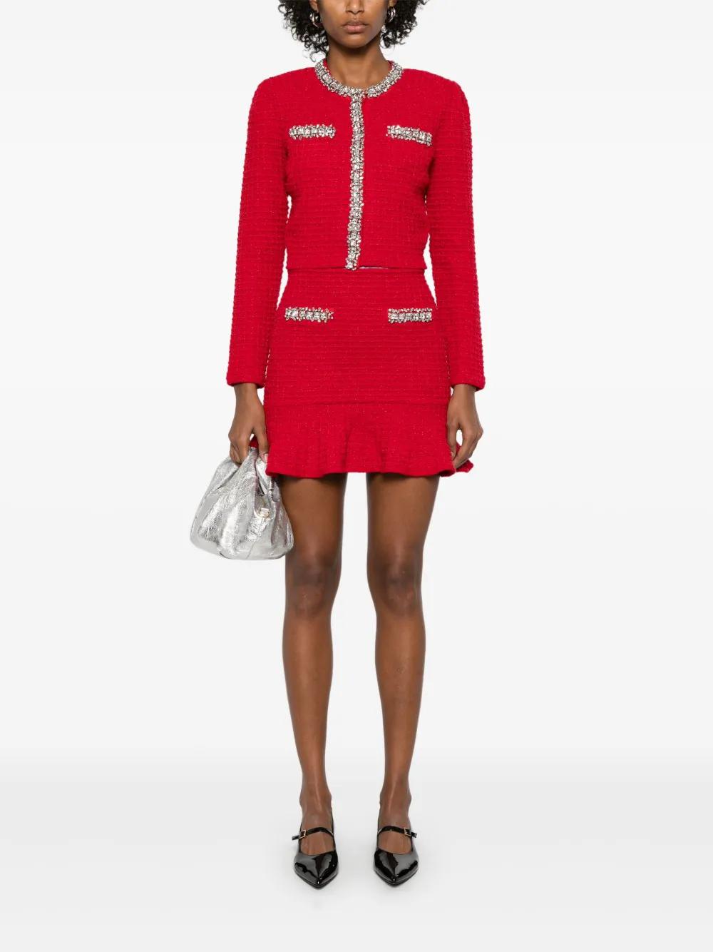 SELF-PORTRAIT Embellished Ruffle Mini Skirt