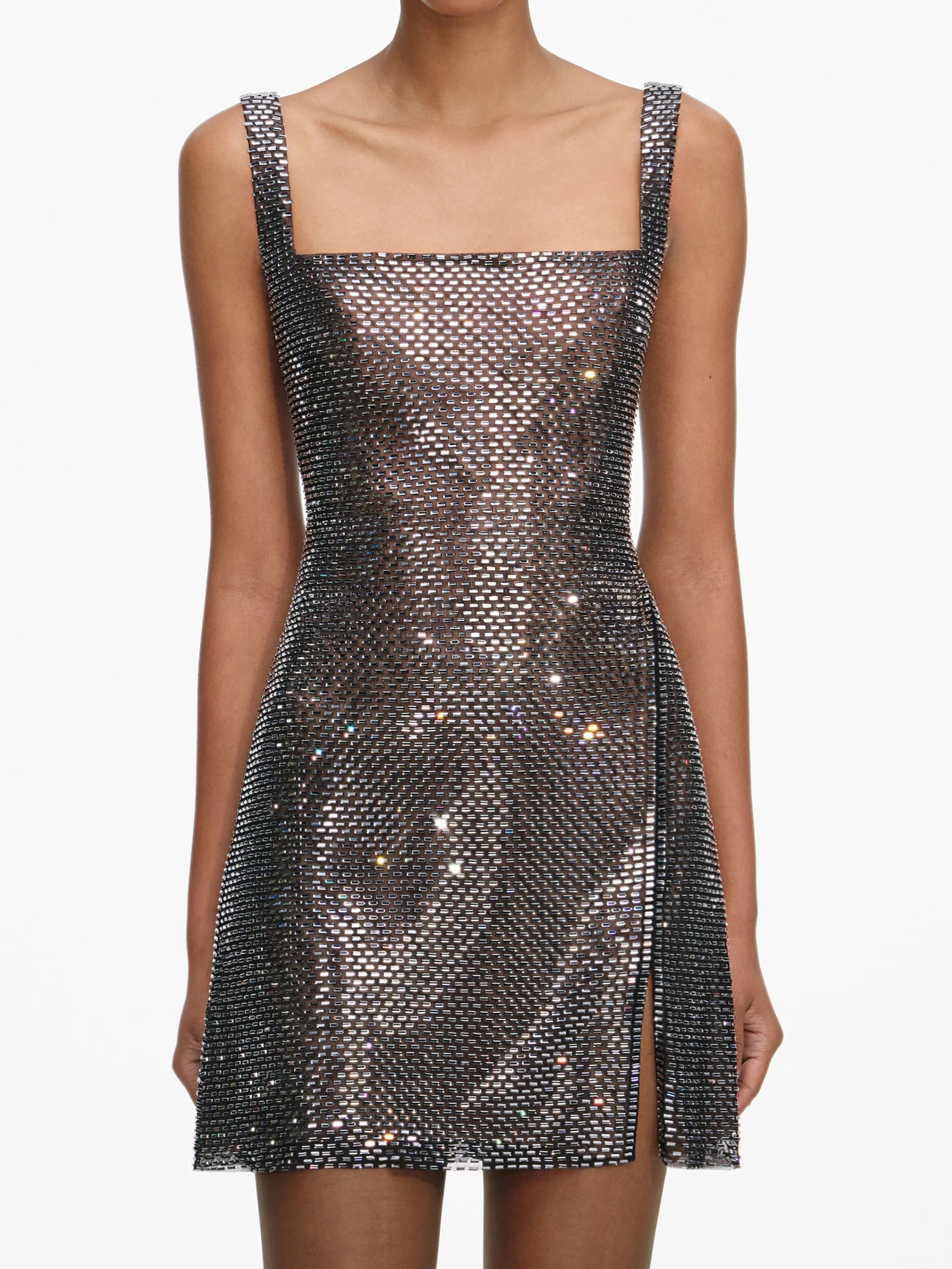 SELF-PORTRAIT Rhinestone Mesh Mini Dress - Small Fit Recommended