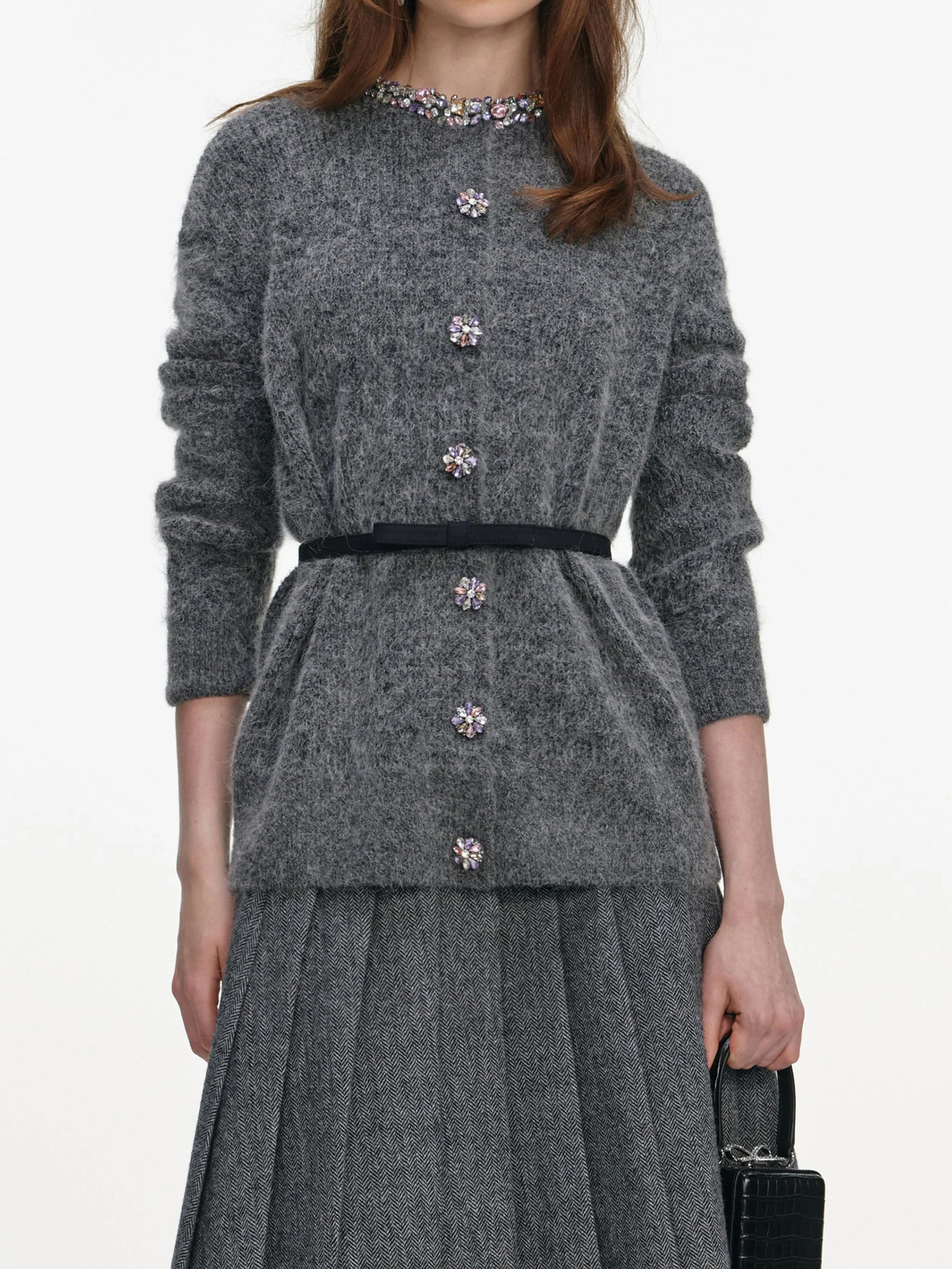 SELF-PORTRAIT Crystal Trim Knit Cardigan - Size S