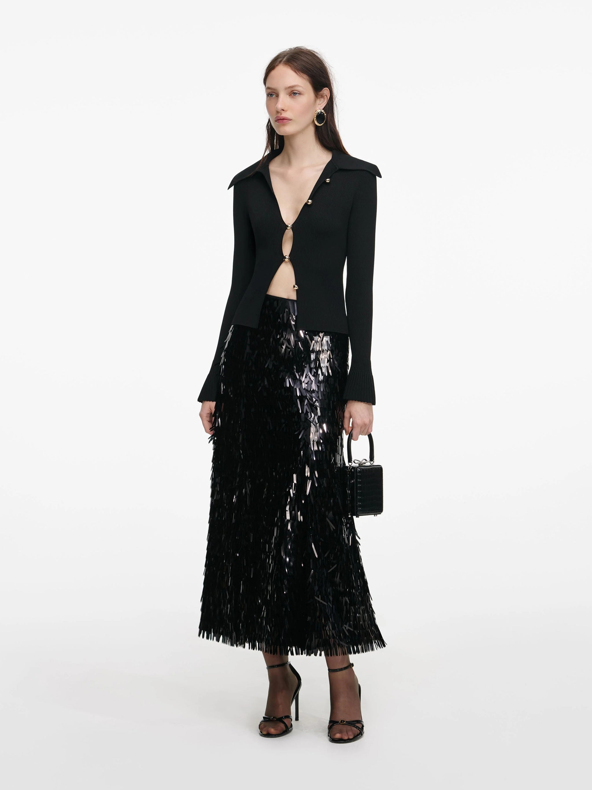 SELF-PORTRAIT Oversized Button Down Knit Top - Size S