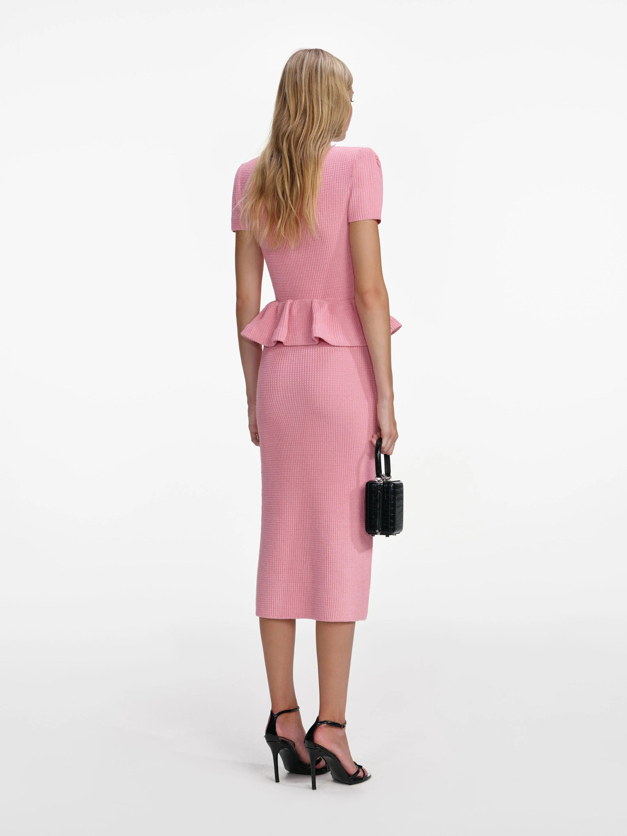 SELF-PORTRAIT Light Knit Lace Midi Dress with Removable Belt