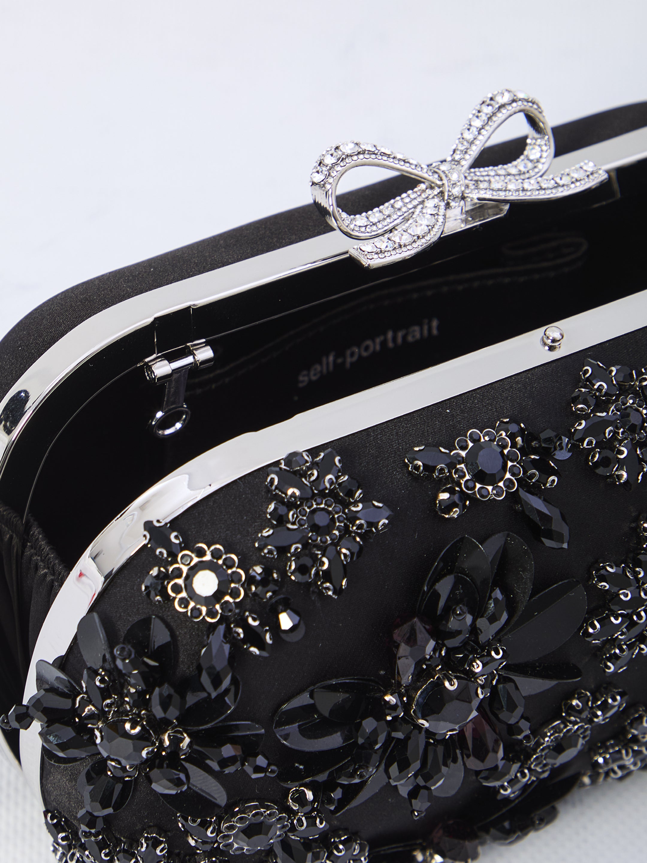 SELF-PORTRAIT Floral Crystal Mini Clutch Handbag - 19x11x5 cm