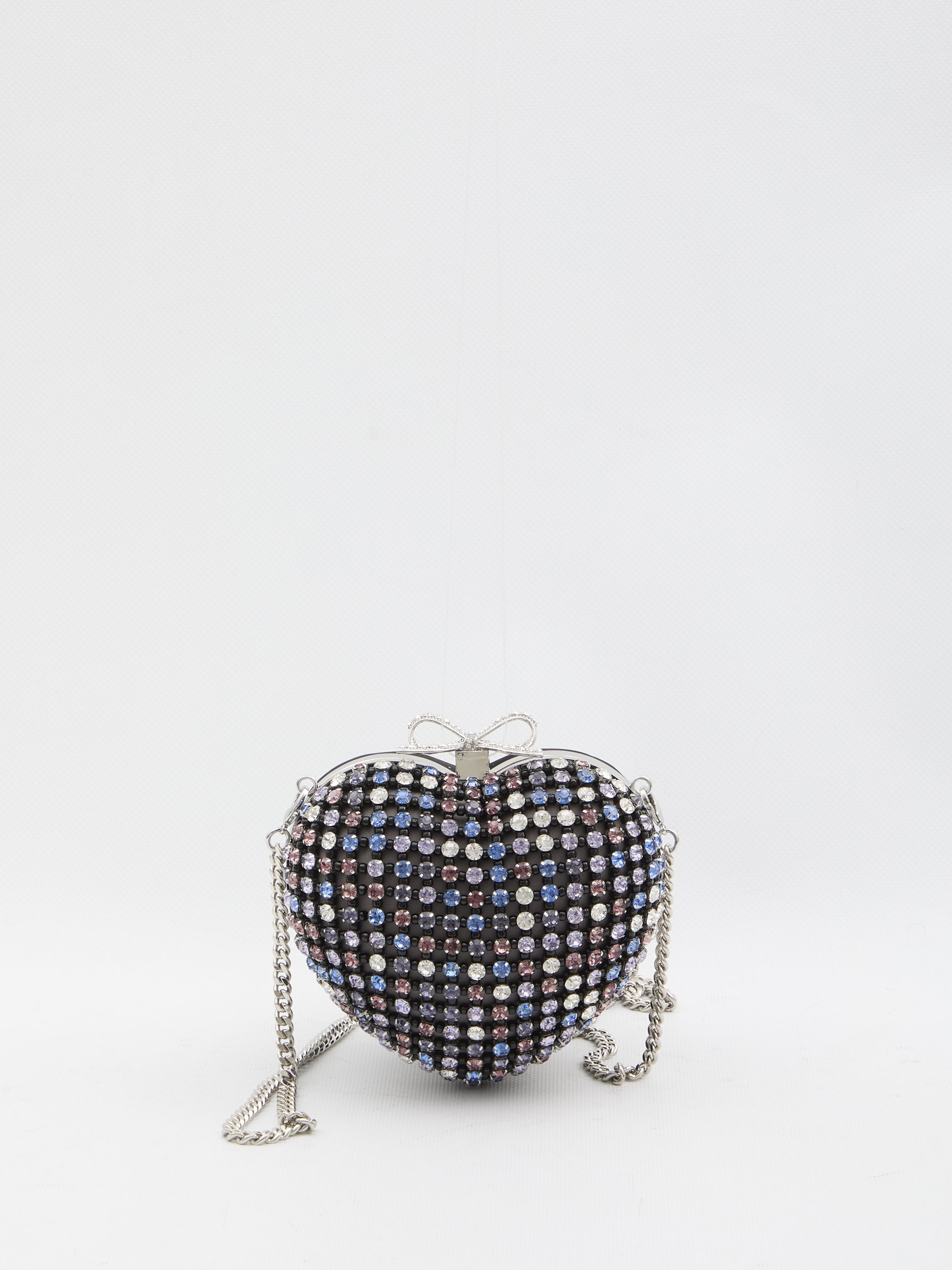 SELF-PORTRAIT Mini Crystal Heart Clutch Handbag