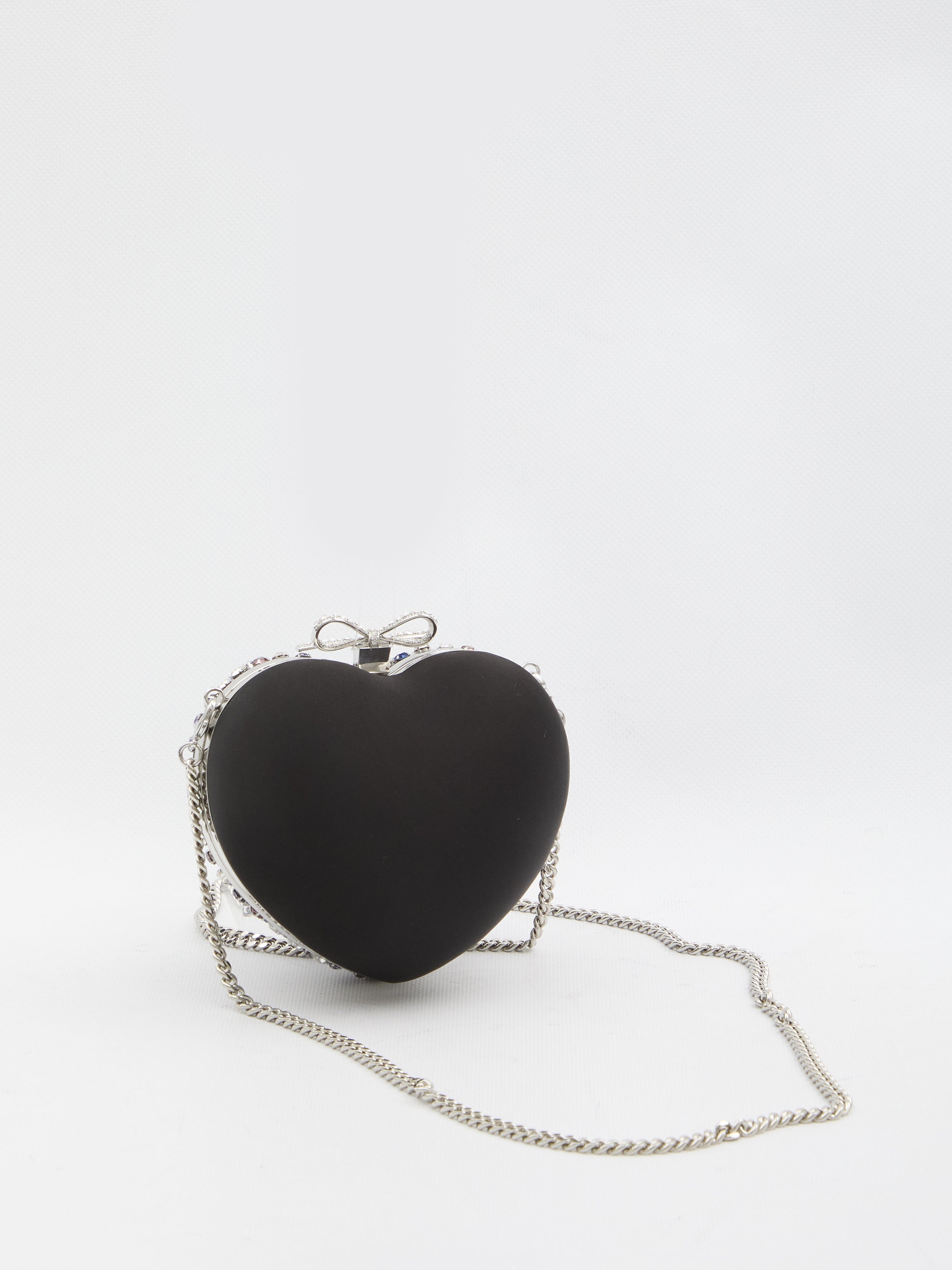SELF-PORTRAIT Mini Crystal Heart Clutch Handbag