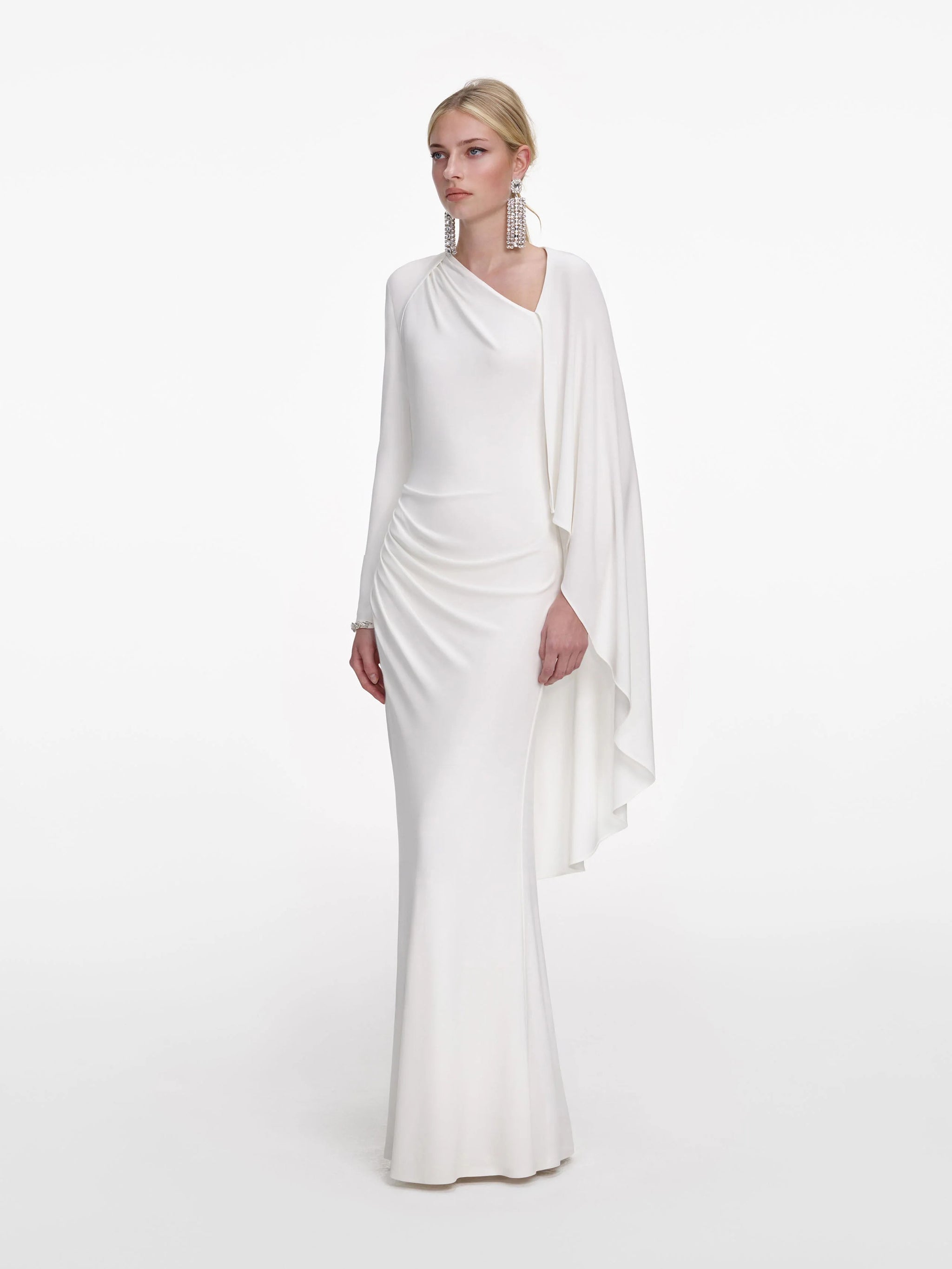 SELF-PORTRAIT Drape Maxi Dress with Asymmetrical Neckline - Size 6