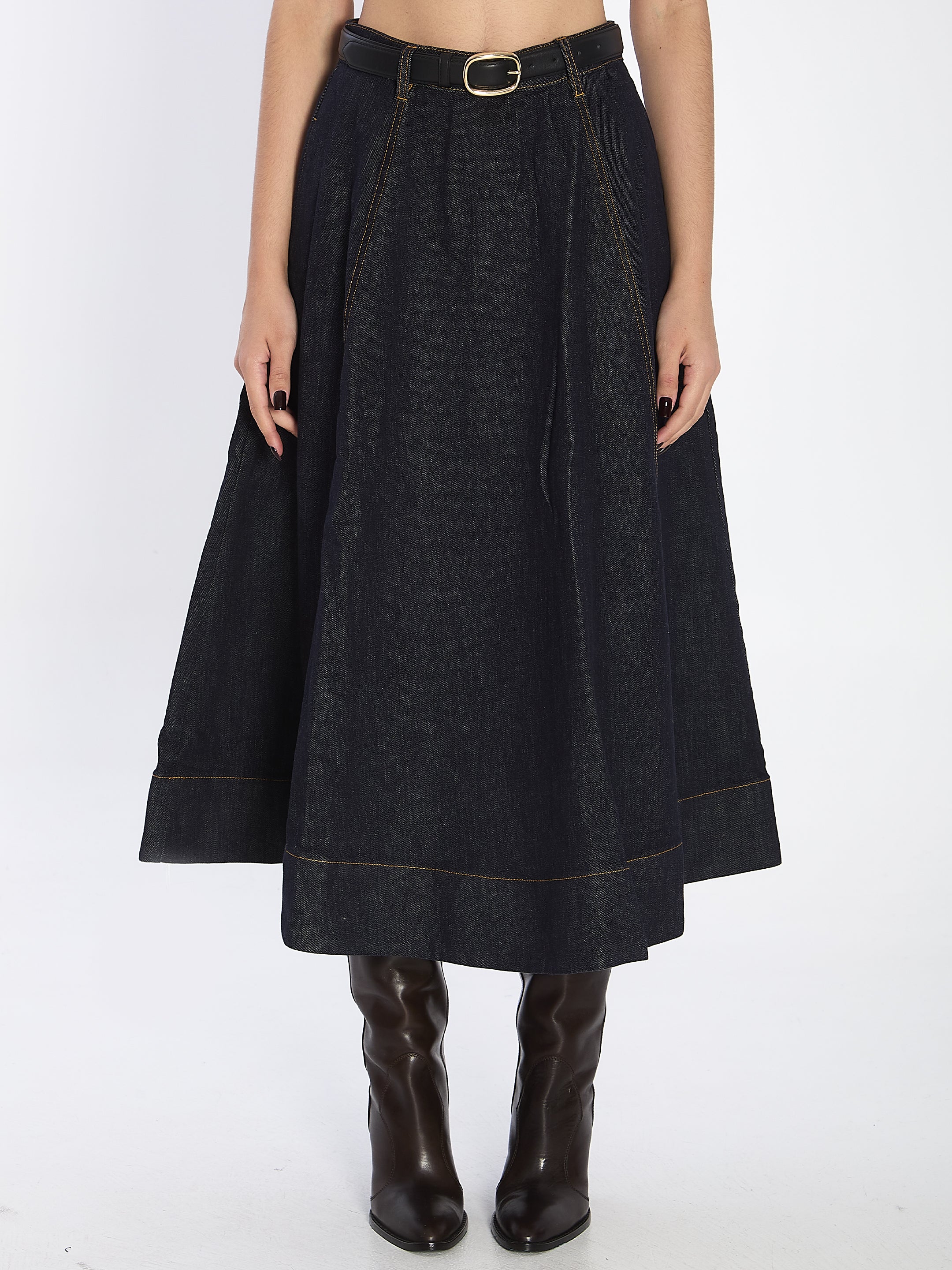 SELF-PORTRAIT Flared Midi Skirt - Regular Fit