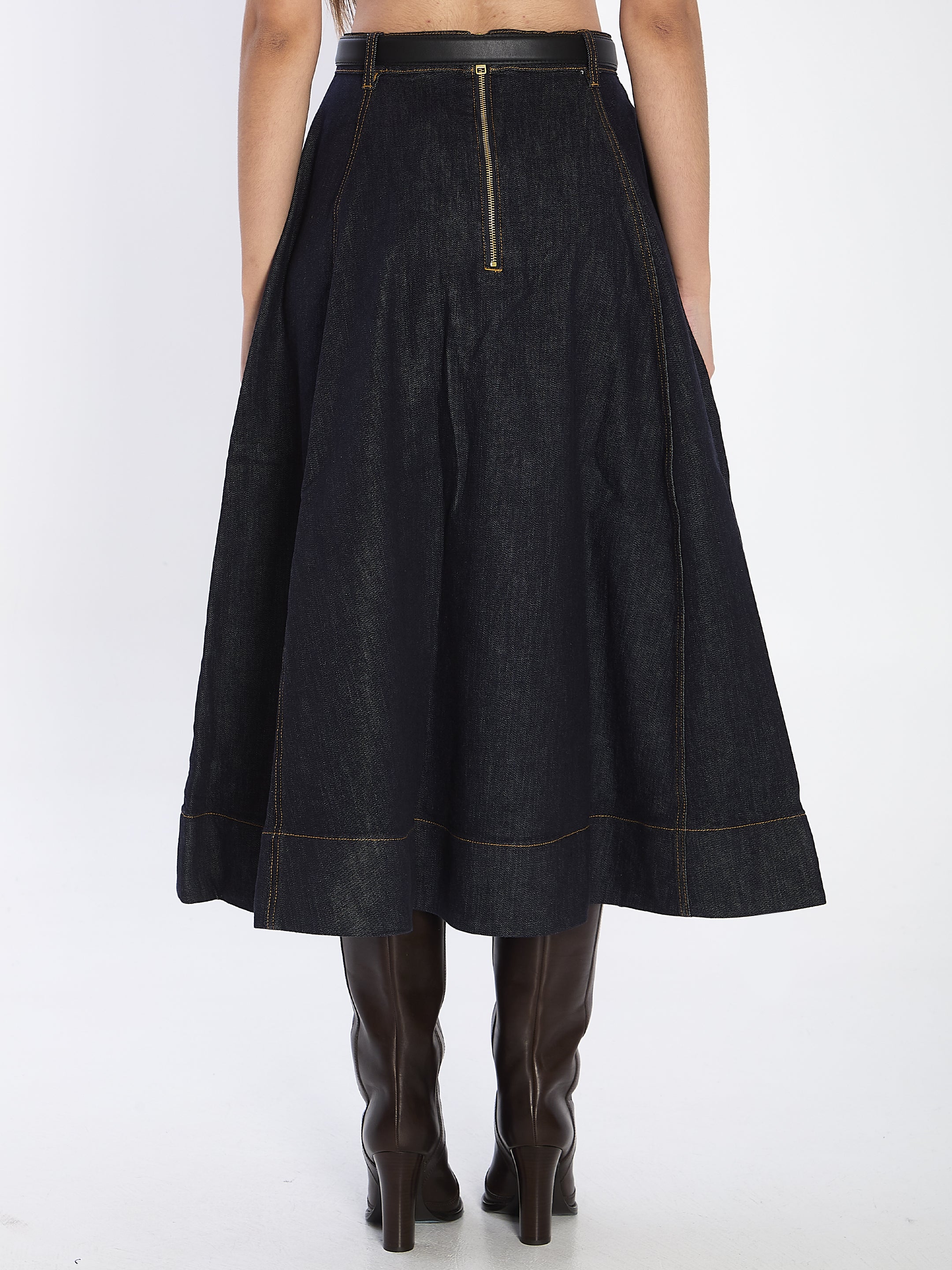 SELF-PORTRAIT Flared Midi Skirt - Regular Fit