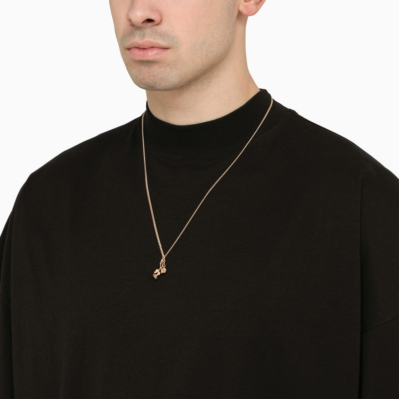 EMANUELE BICOCCHI Rose and Skull 925 Gold-Plated Silver Necklace