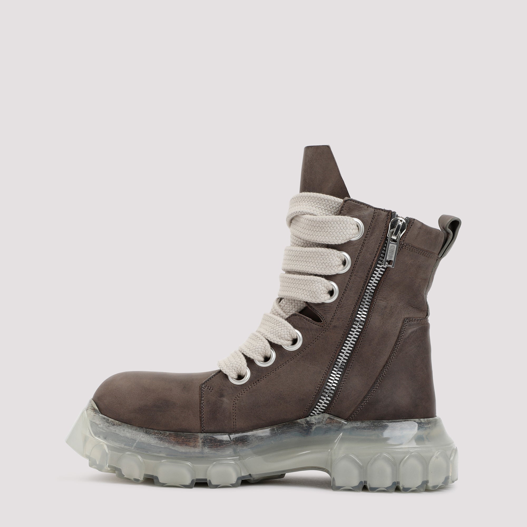 RICK OWENS Jumbolace Leather Lace-Up Boots for Men