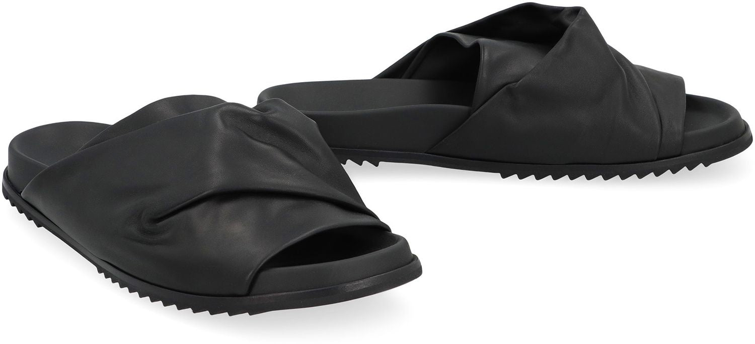 RICK OWENS Mobius Leather Slide Sandals for Men - SS24