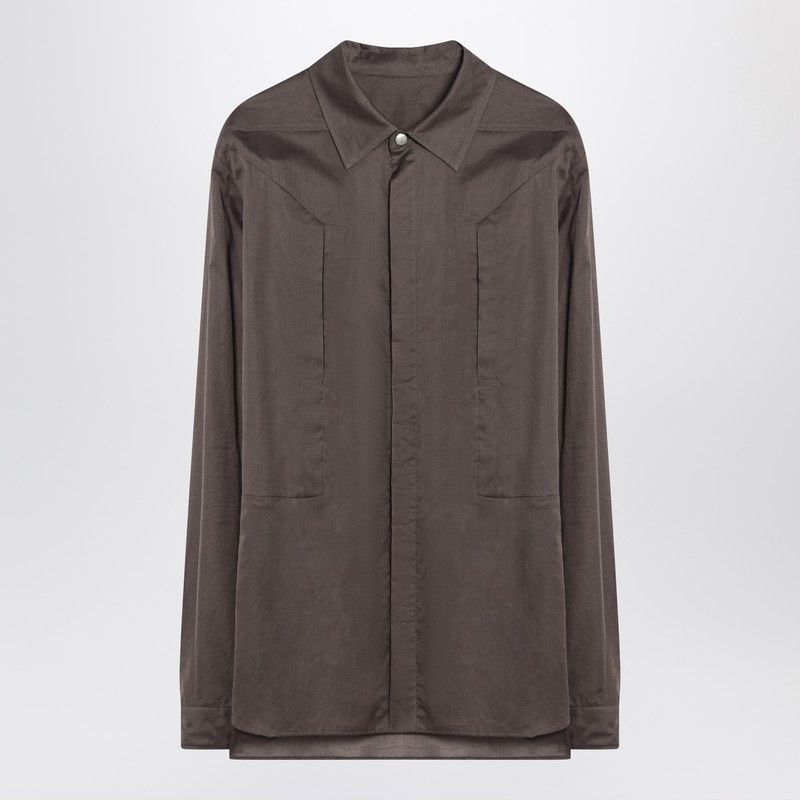 RICK OWENS Dust-Coloured Cotton Long Sleeve Shirt