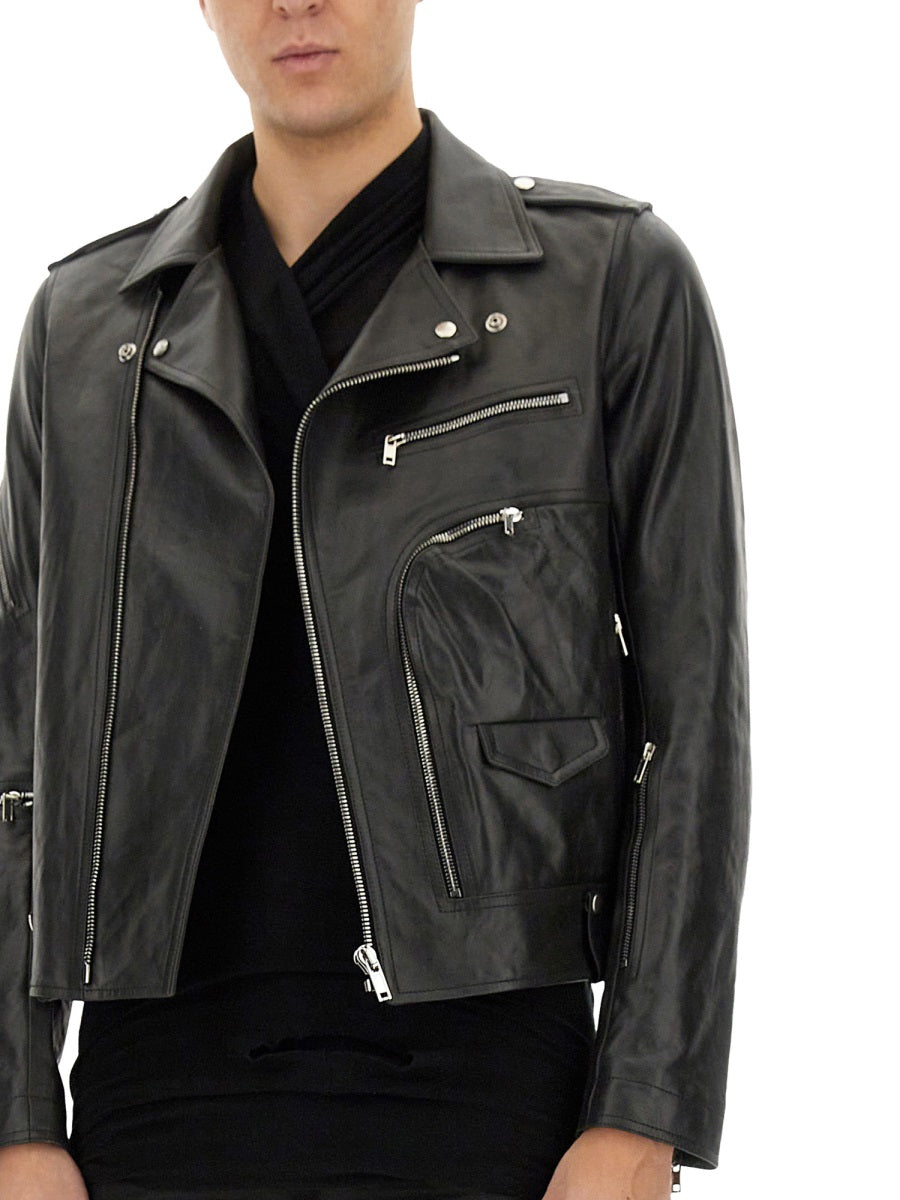 RICK OWENS Leather Brad Jacket - Size 48