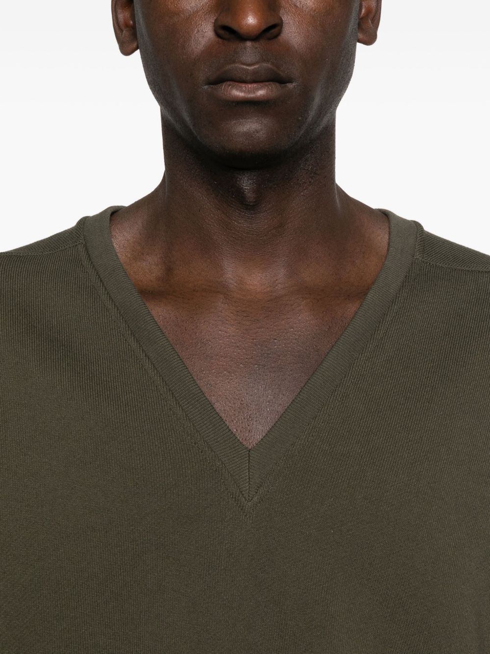 RICK OWENS V-Neck Oversized T-Shirt with Signature Shoulder Seams