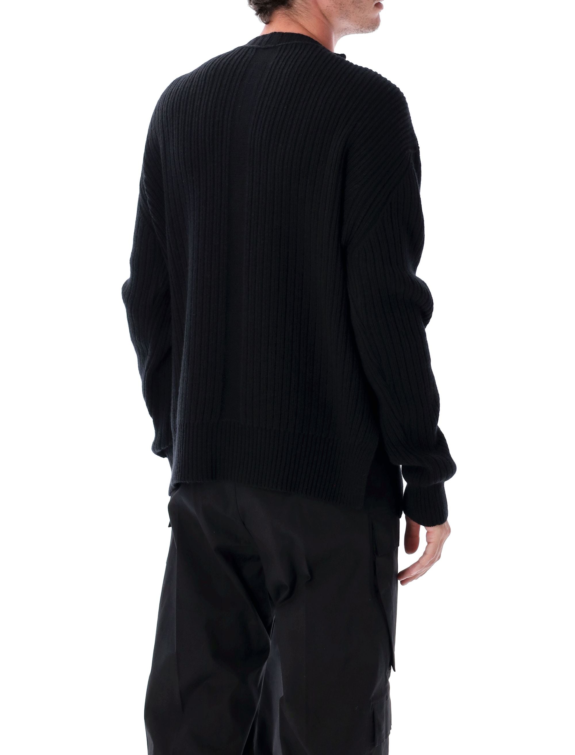RICK OWENS Men's Fisherman Round Neck Loose Fit Wool Sweater - Large