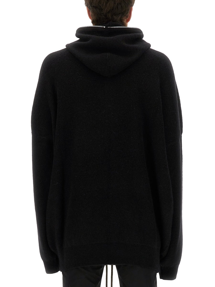 RICK OWENS Oversized Alpaca Hoodie with Front Zip