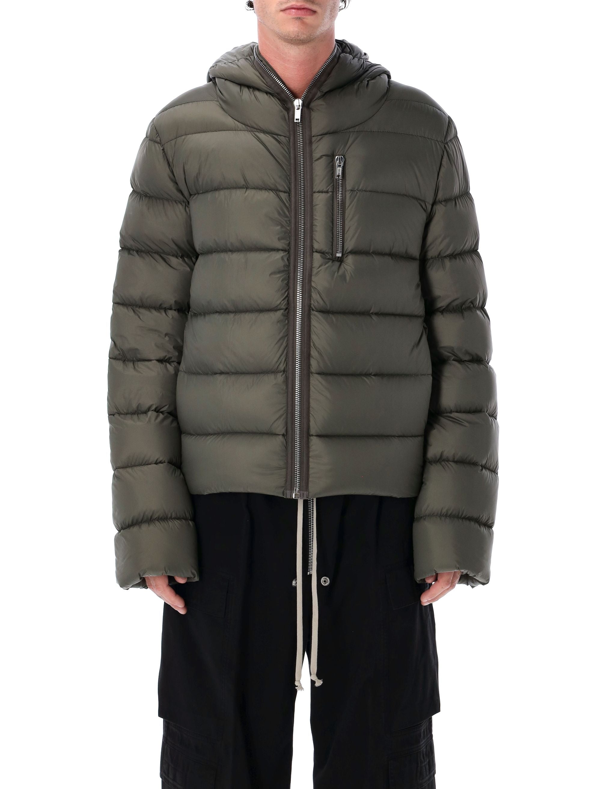 RICK OWENS Avant-Garde Hip-Length Puffer Jacket with Oversized Quilting