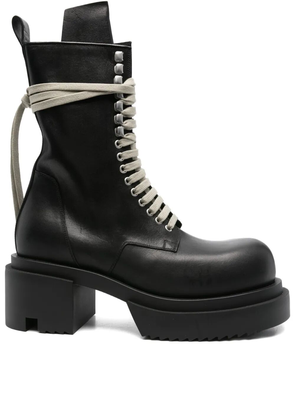 RICK OWENS Lace-Up Bogun Leather Boots for Men