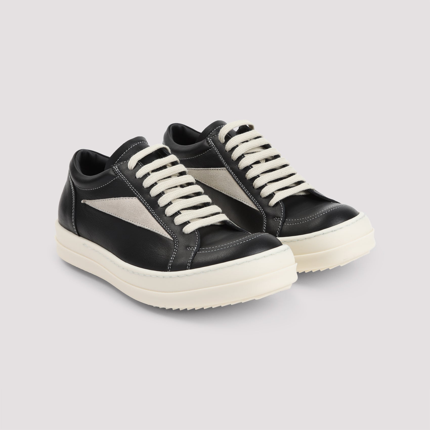 RICK OWENS Vintage Smooth Leather Sneakers with Shark Tooth Sole