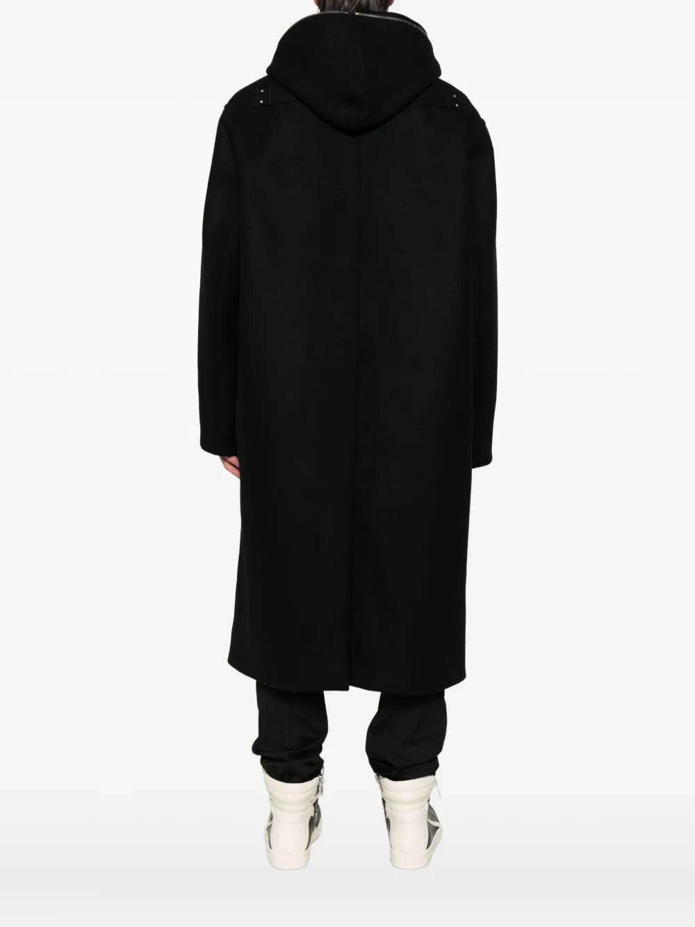 RICK OWENS Men's Below Knee Length Wool Gimp Mac Jacket