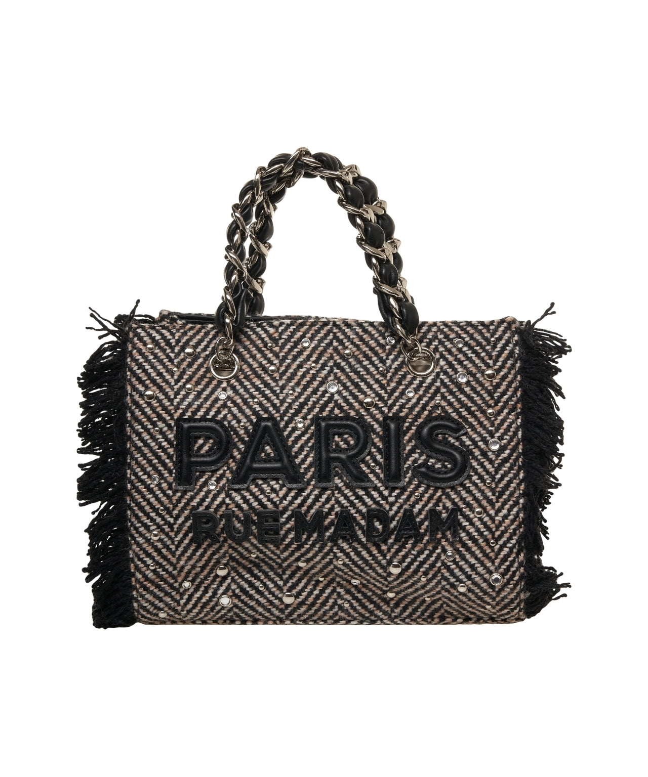 RUE MADAME Mini Handbag with Fringe and Chain Straps