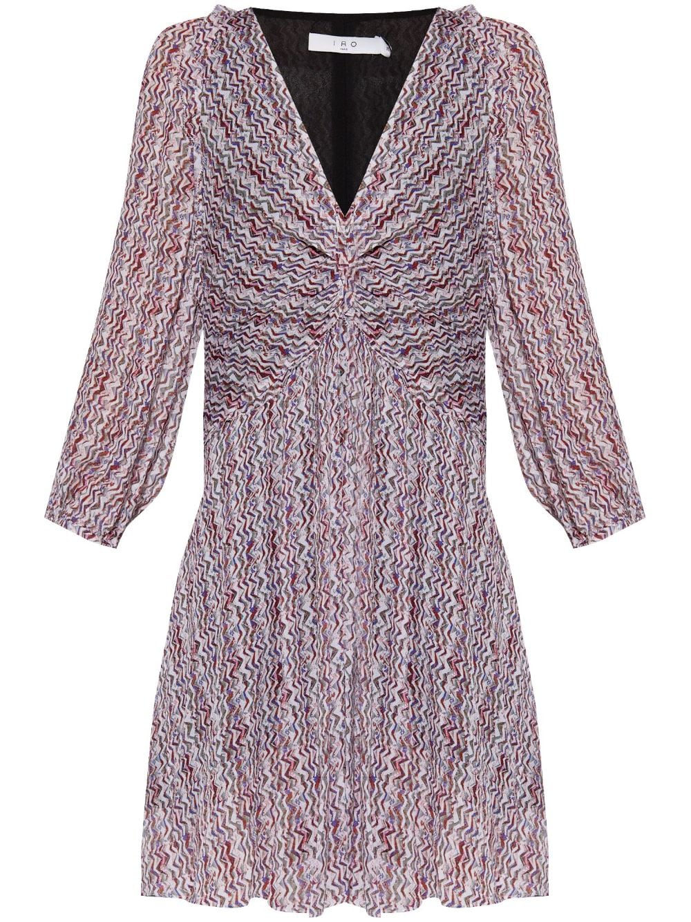 IRO Draped Detail Mini Dress with Balloon Sleeves