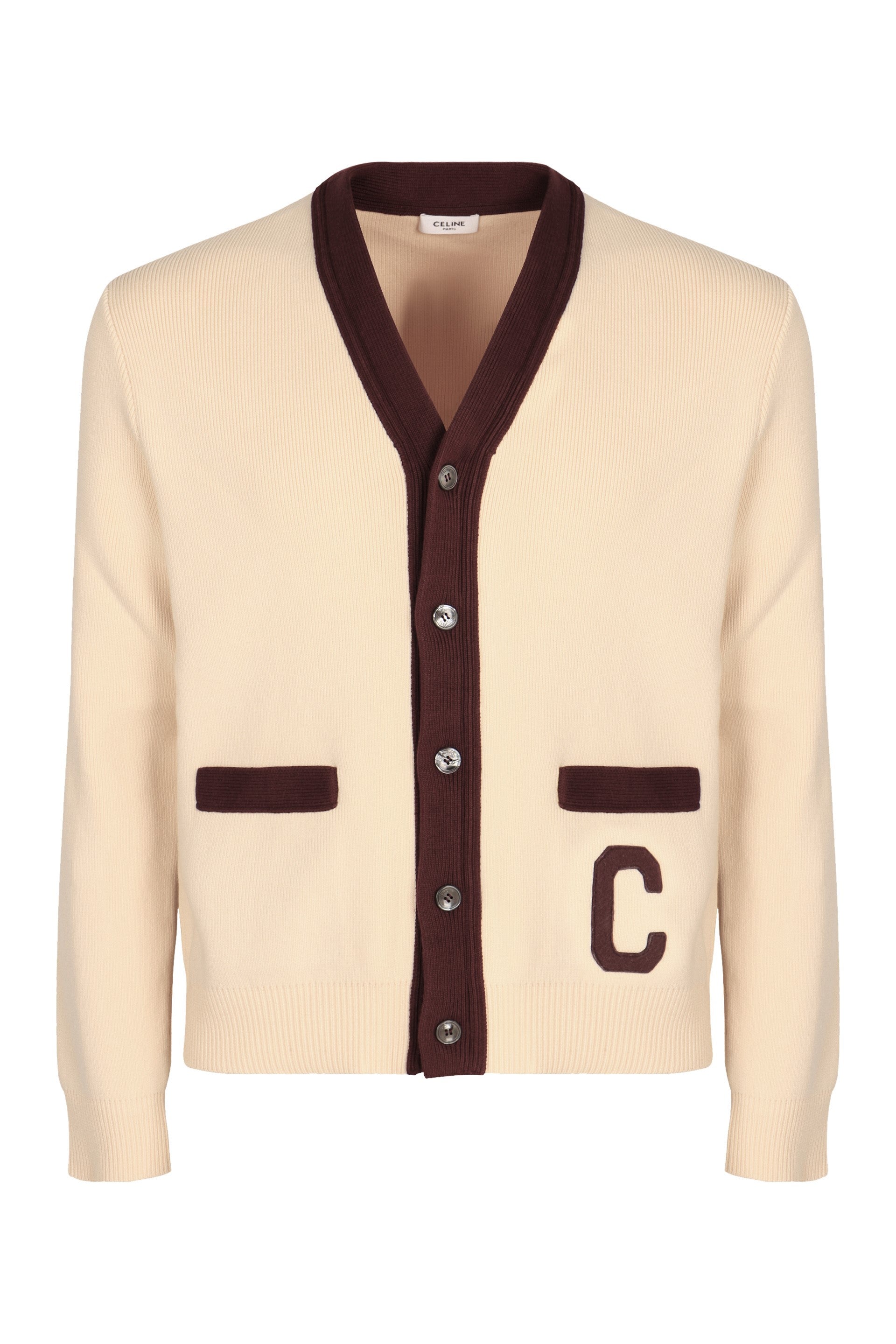 CELINE Logo Detail Cotton Cardigan for Men