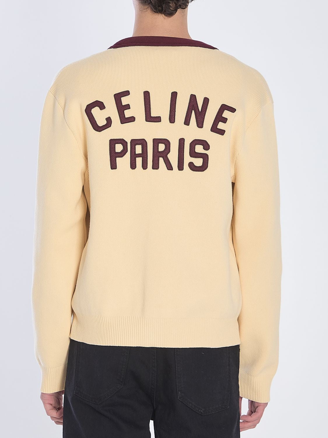 CELINE Logo Detail Cotton Cardigan for Men