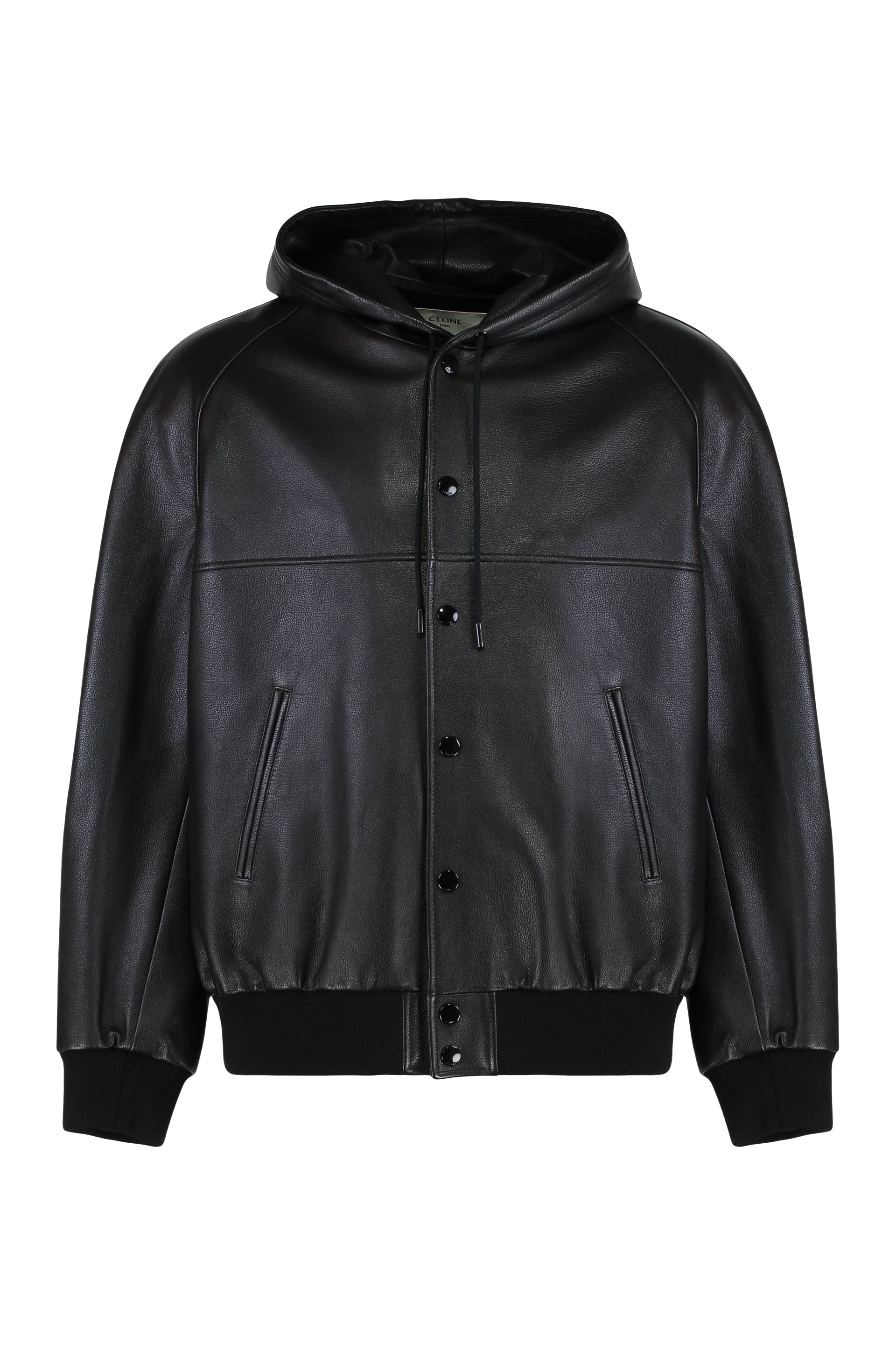 CELINE Leather Hooded Jacket for Men - Loose Fit