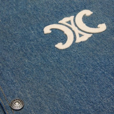 CELINE Varsity Style Denim Bomber Jacket