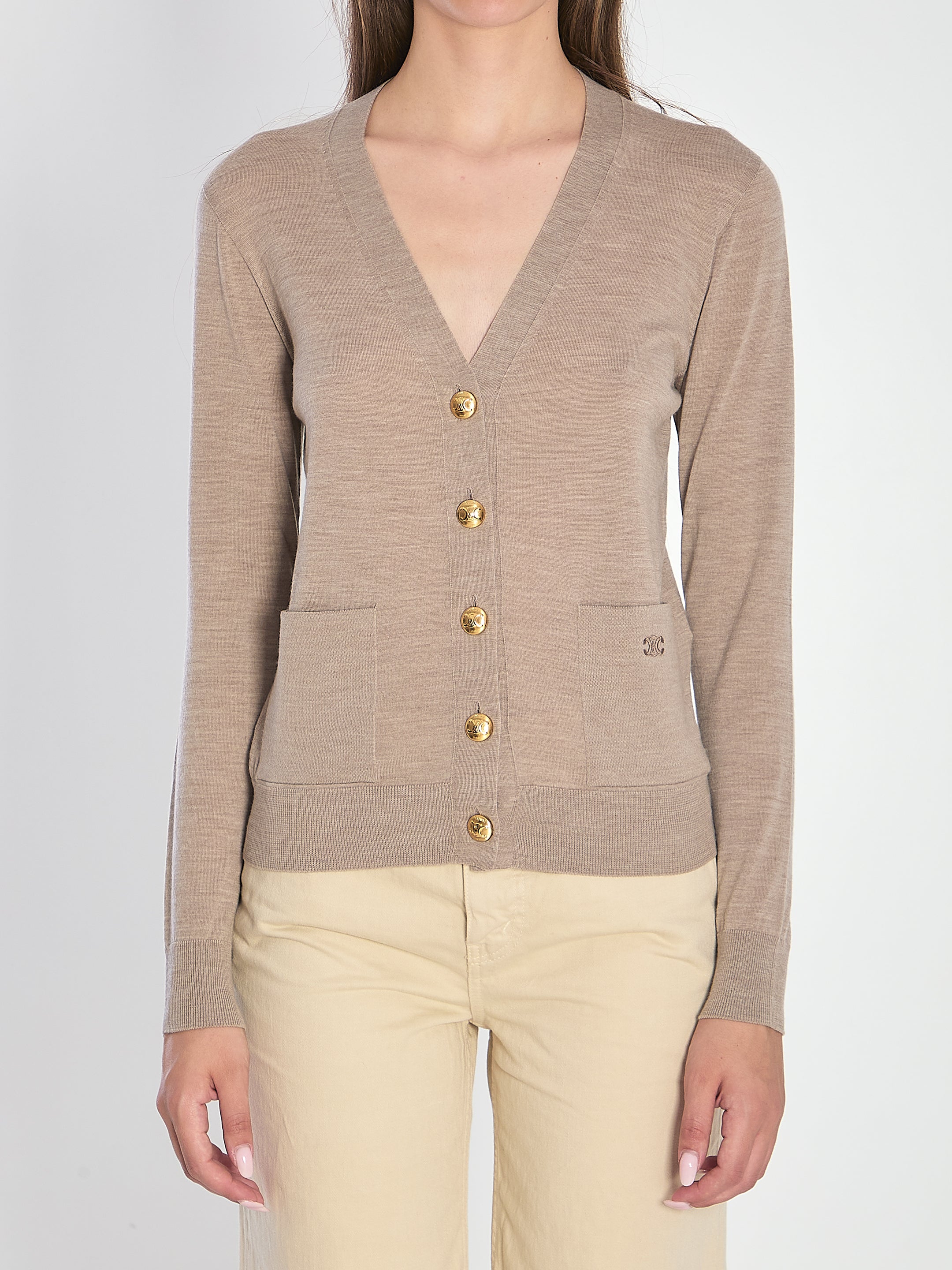 CELINE Triomphe Cardigan - Slim Fit, Lightweight Wool, Size S