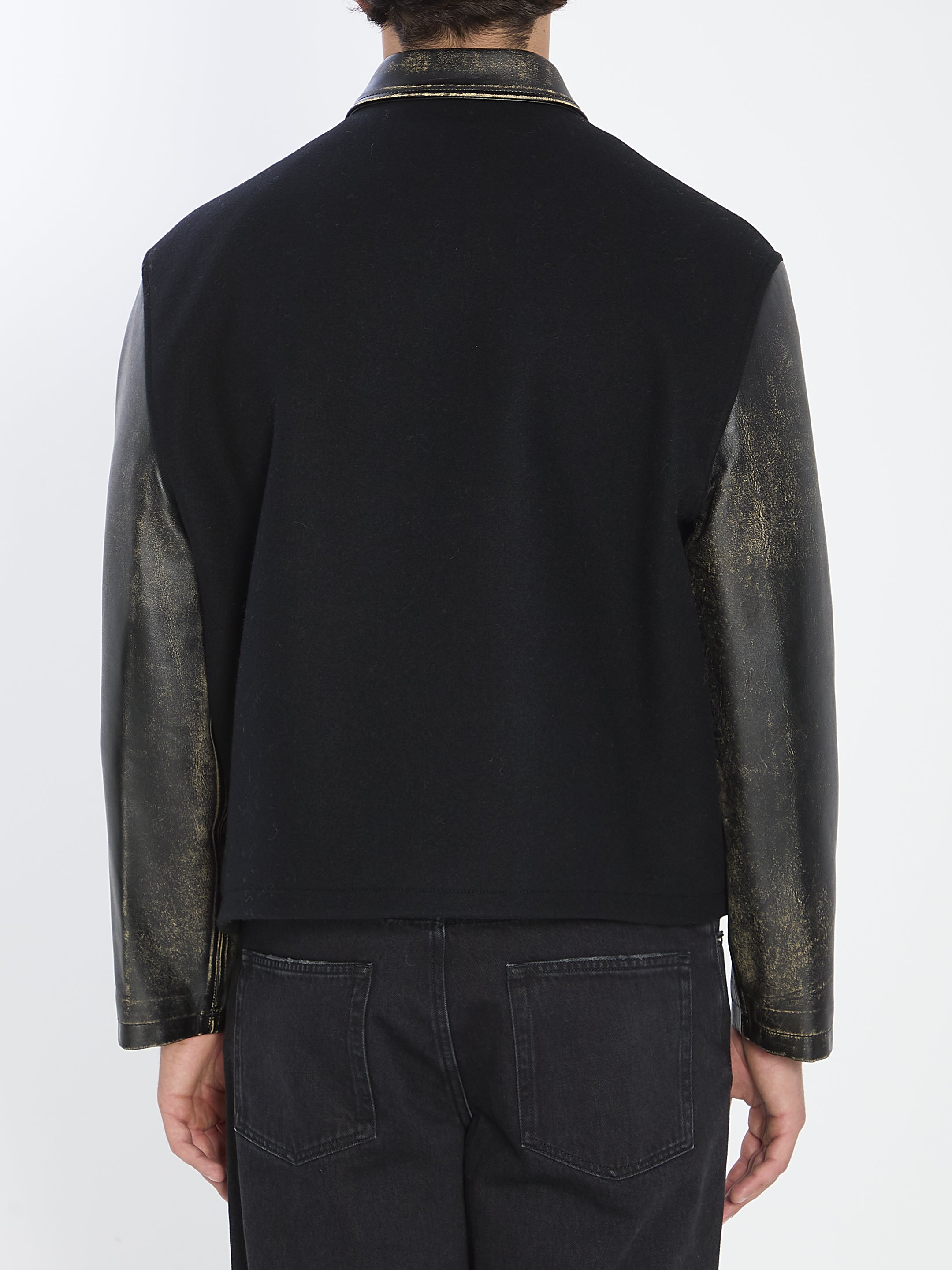 CELINE Men's Regular Fit Teddy Jacket with Pointed Collar