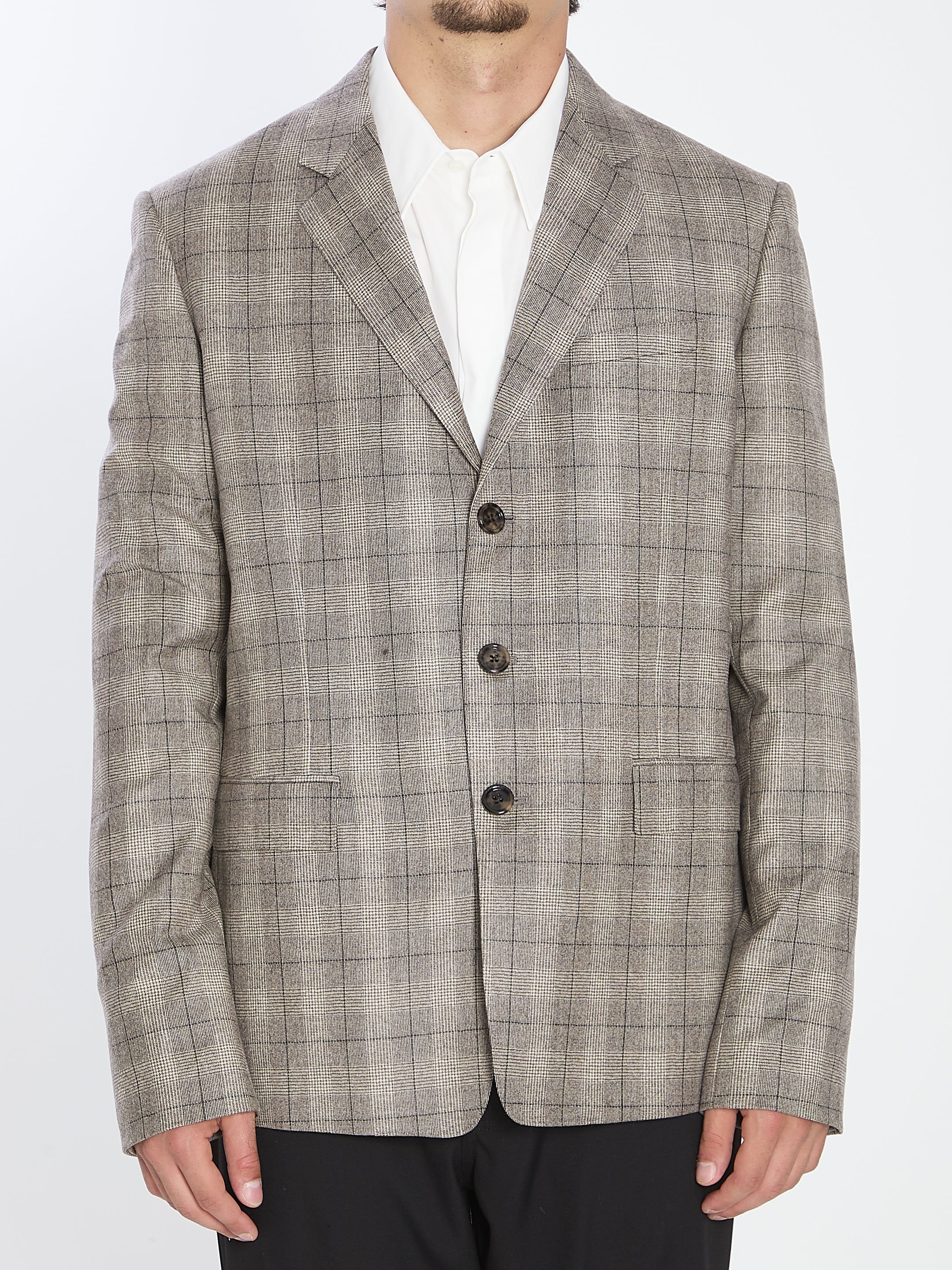 CELINE Wool and Cashmere Jacket with Prince of Wales Check - Size 50