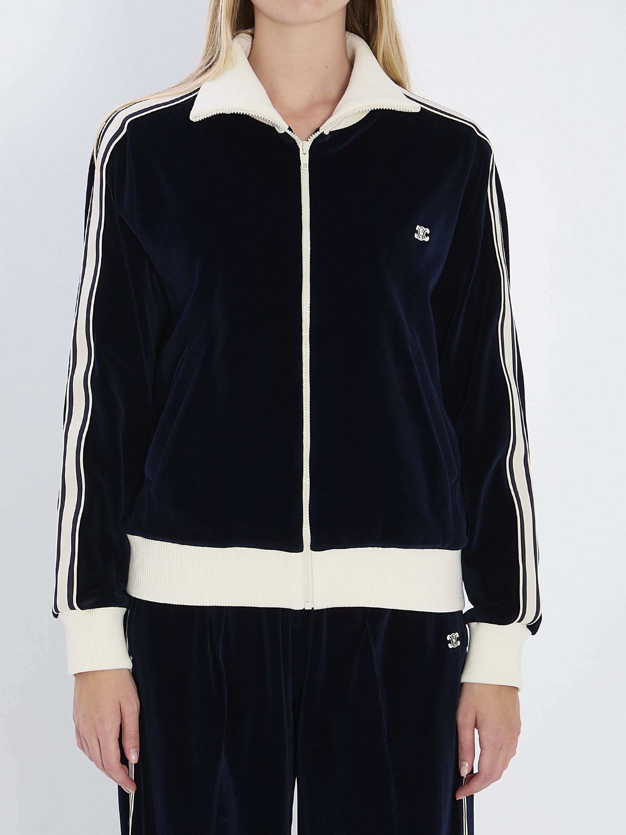 CELINE Triomphe Velvet Jacket - Size M