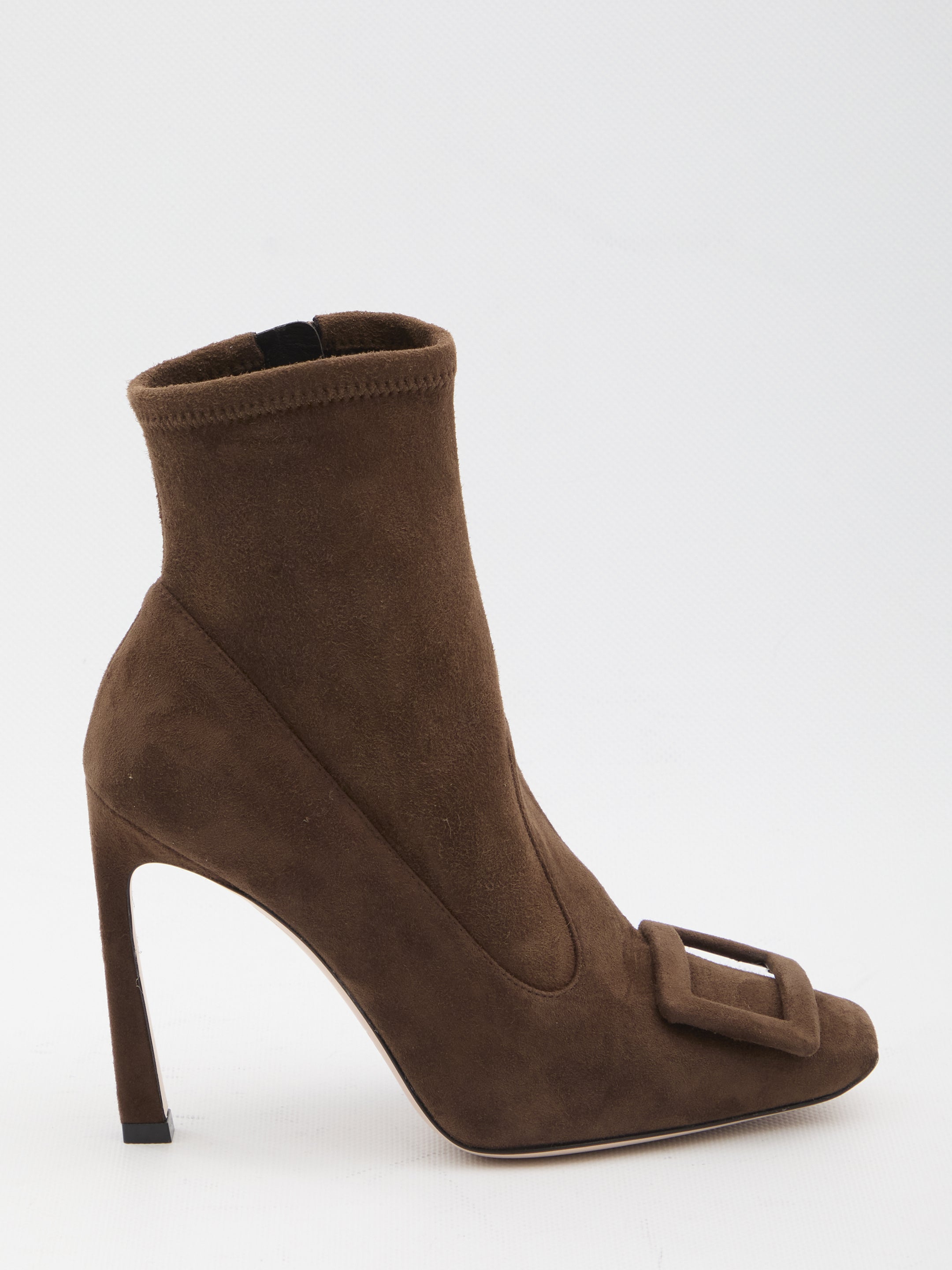 ROGER VIVIER Suede Trompette Ankle Boots - 10 cm Heel