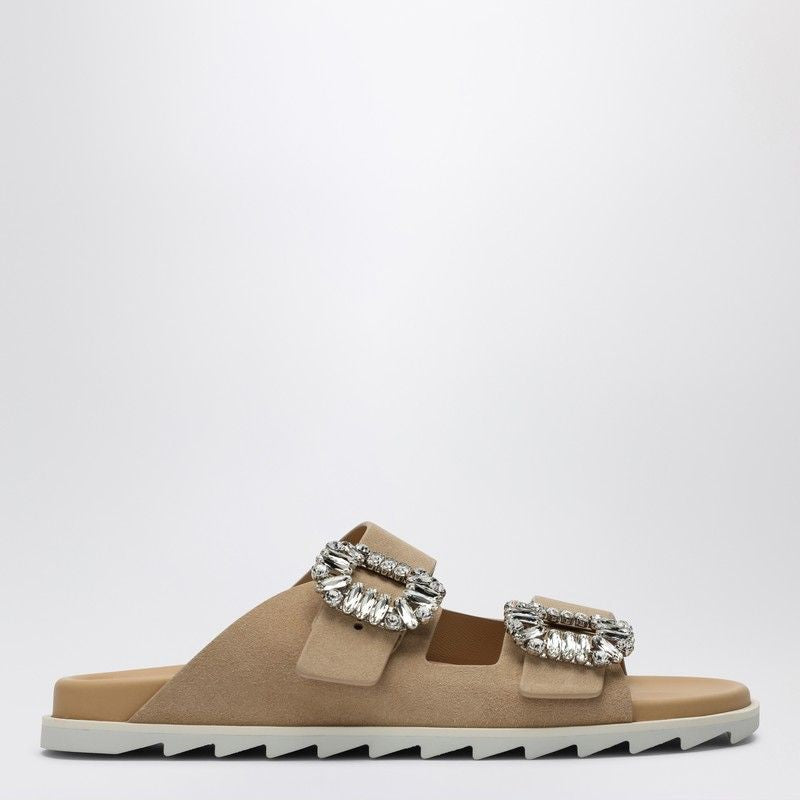 ROGER VIVIER Suede Slidy Viv Flat Sandals - Women's