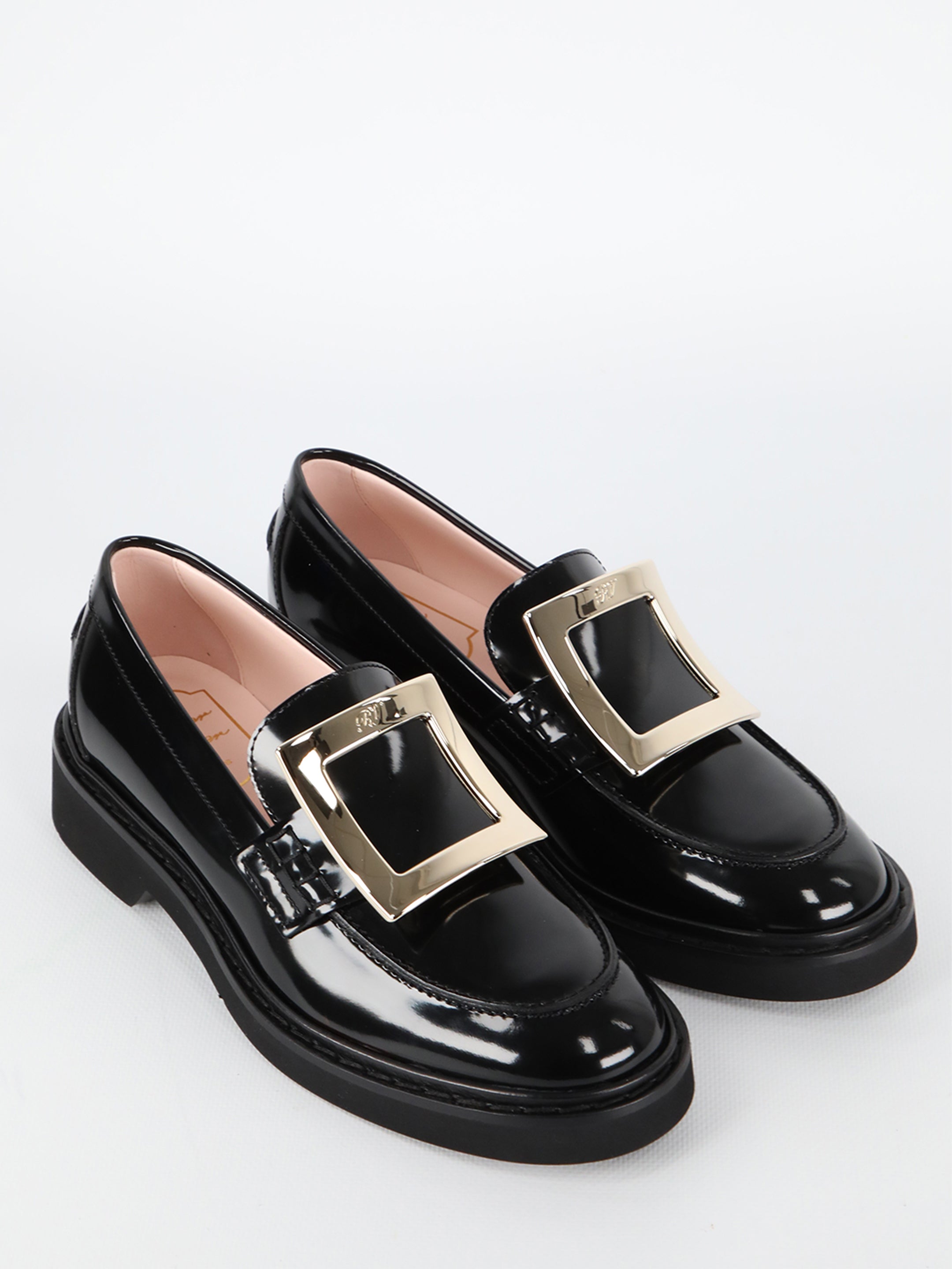 ROGER VIVIER Viv' Rangers Leather Loafers with Signature Buckle 2.5 cm Heel