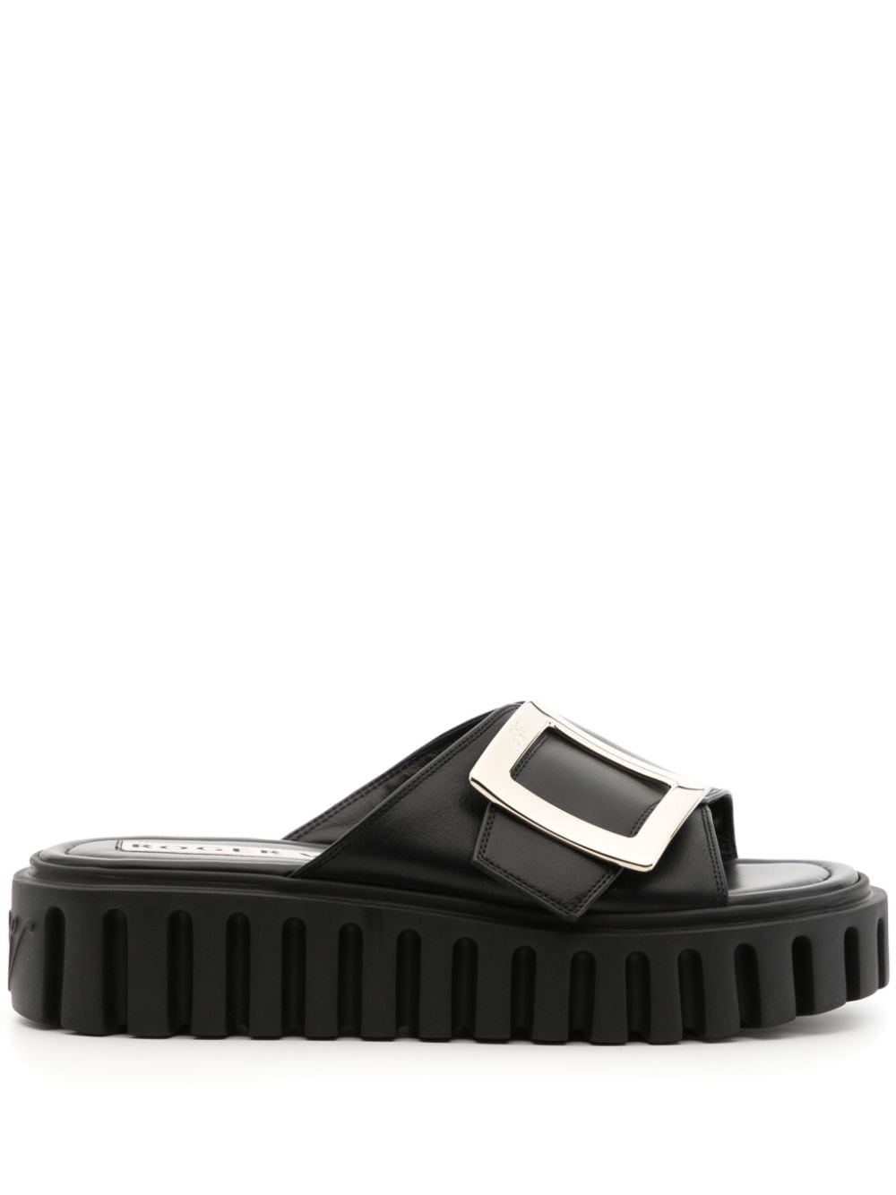 ROGER VIVIER Chic Open Toe Slip-On Sandals with Decorative Buckle Detail