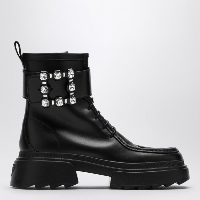 ROGER VIVIER Luxe Leather Lace-Up Boot