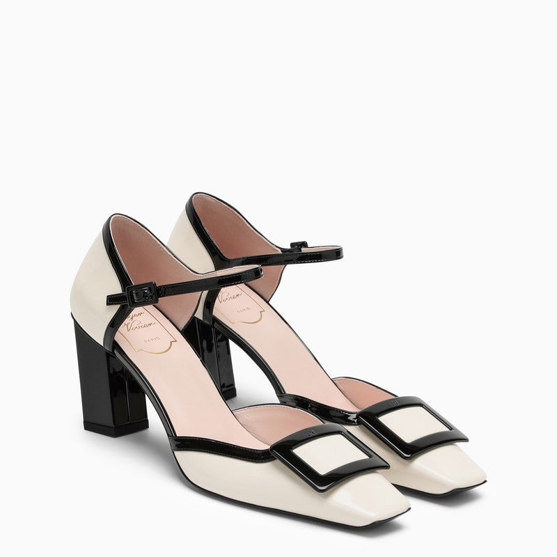 ROGER VIVIER Patent Leather Mary-Jane Pumps with Square Toe and Ankle Strap