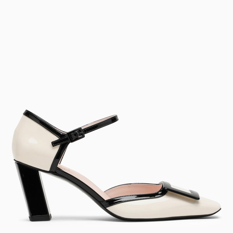 ROGER VIVIER Patent Leather Mary-Jane Pumps with Square Toe and Ankle Strap