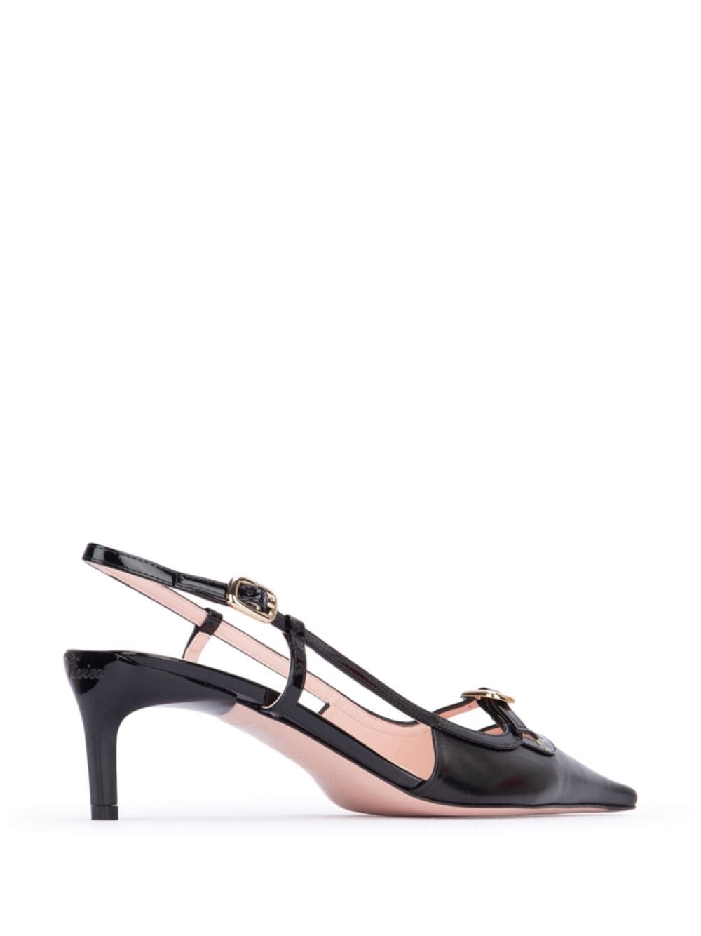 ROGER VIVIER Mini Buckle Leather Slingback Pumps with Kitten Heel