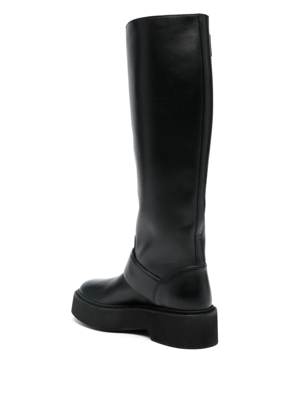 ROGER VIVIER Knee-Length High Leather Boots with Adjustable Side Strap