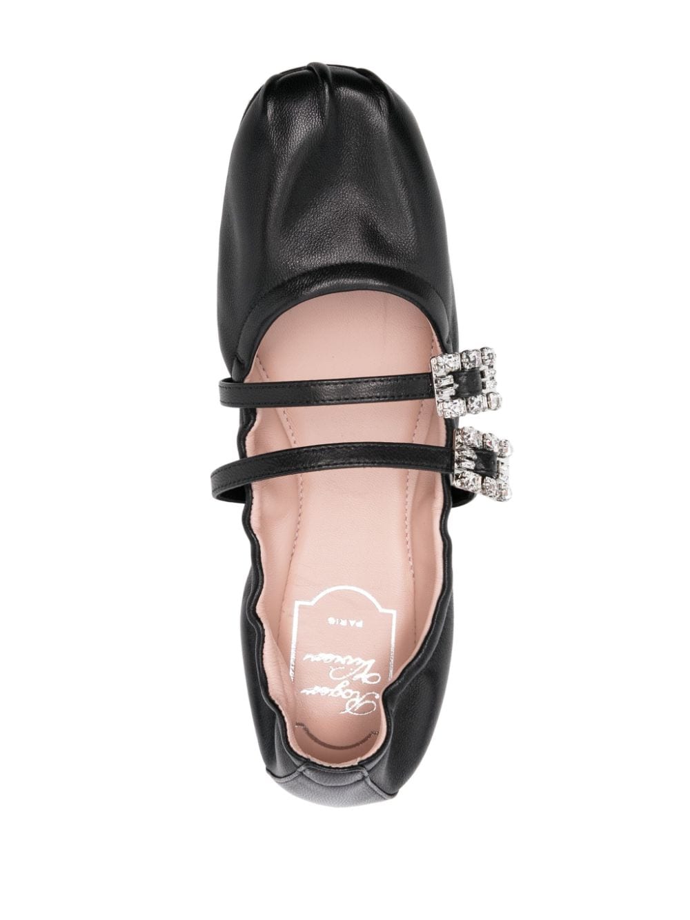 ROGER VIVIER Mini Strap Strass Leather Ballet Flats